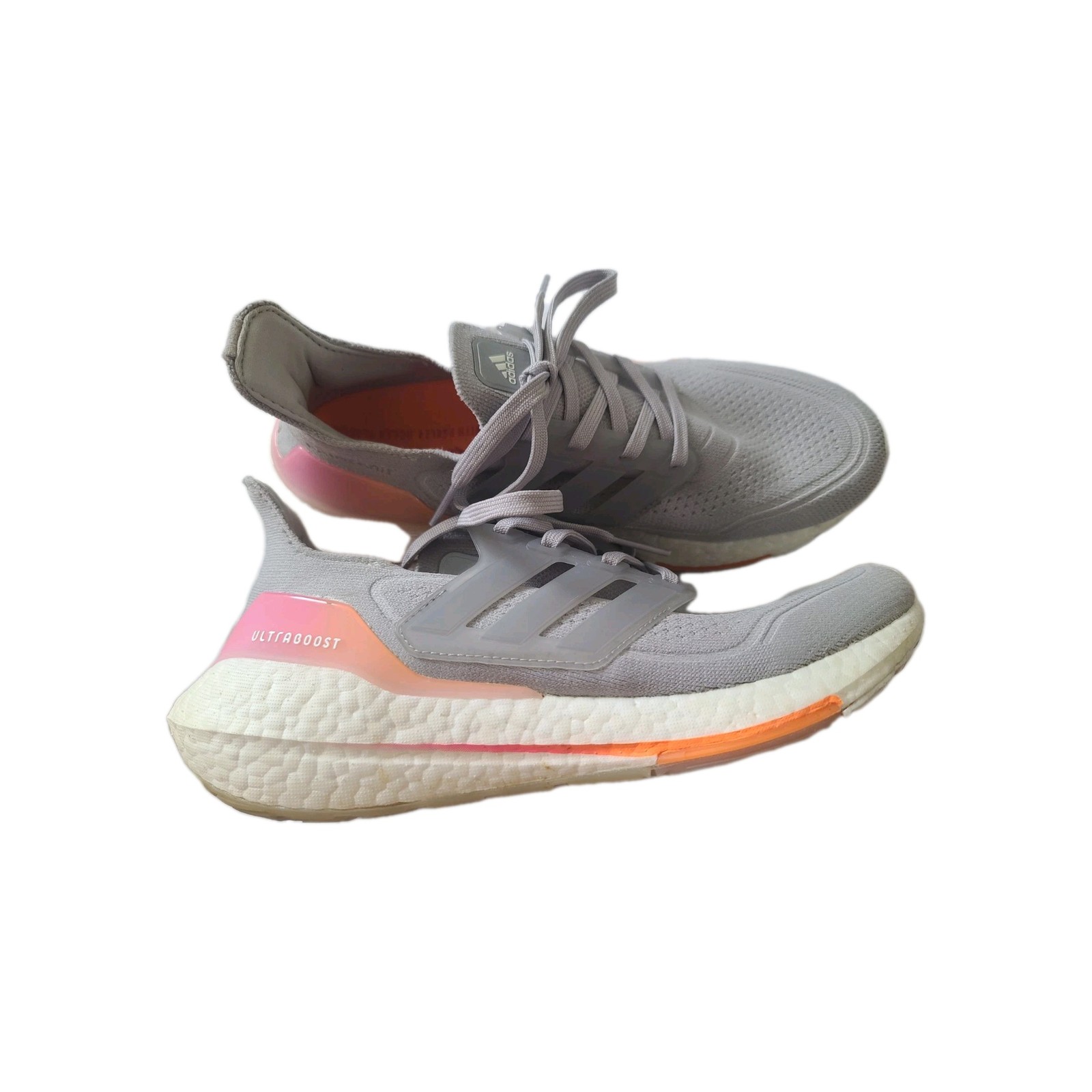 Adidas Women’s 8 Ultraboost 21 Breathable Running Shoes Gray Screaming Orange