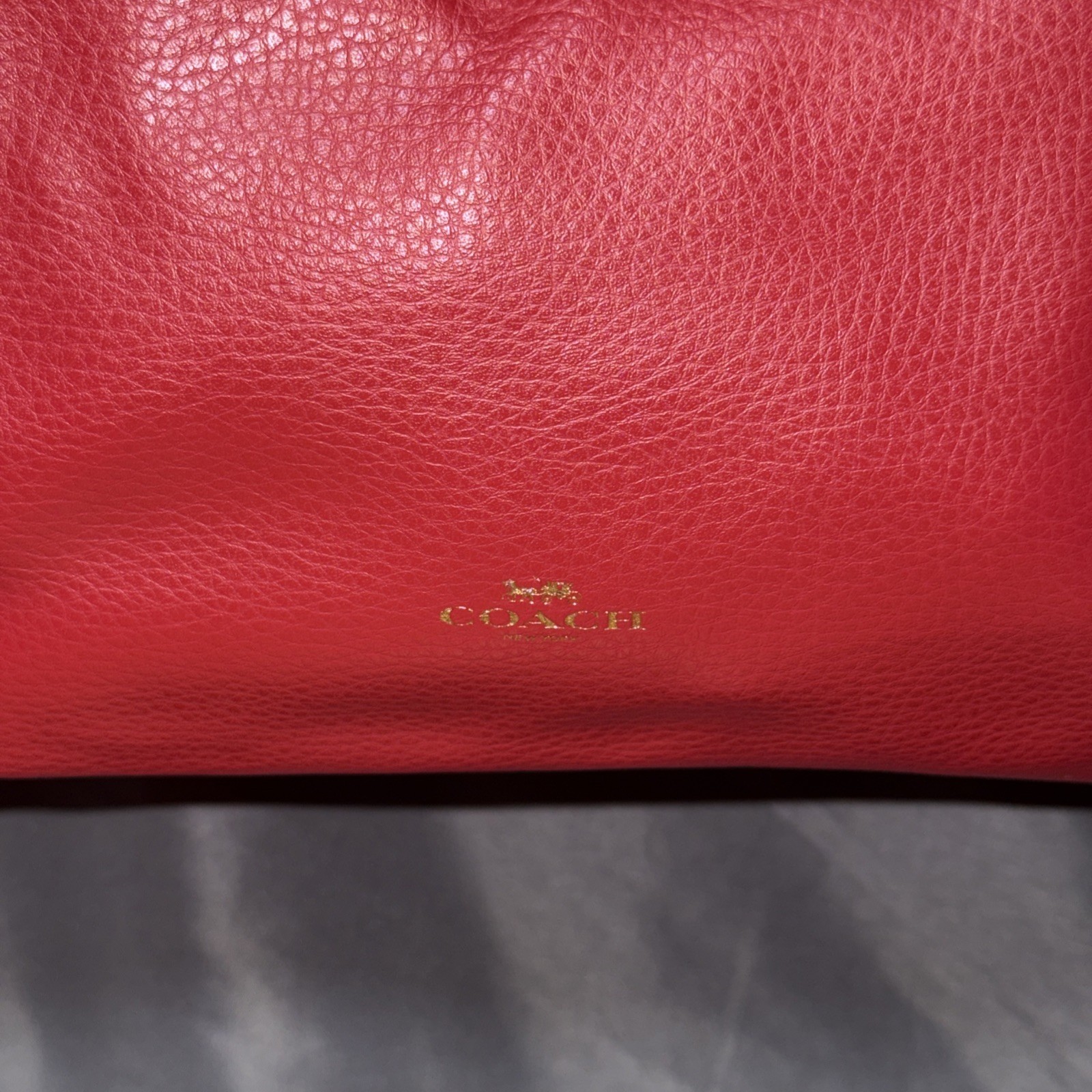 Coach Derby Tote Red Soft Pebbled Leather Shoulder Handbag