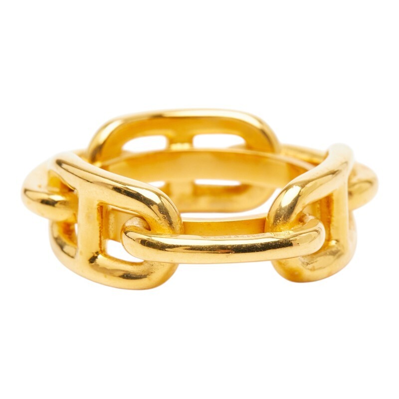 Hermes Sheen d’Ancre Scarf Ring Gold Plated Metal Ladies Accessory 29.5mmx32.0mm