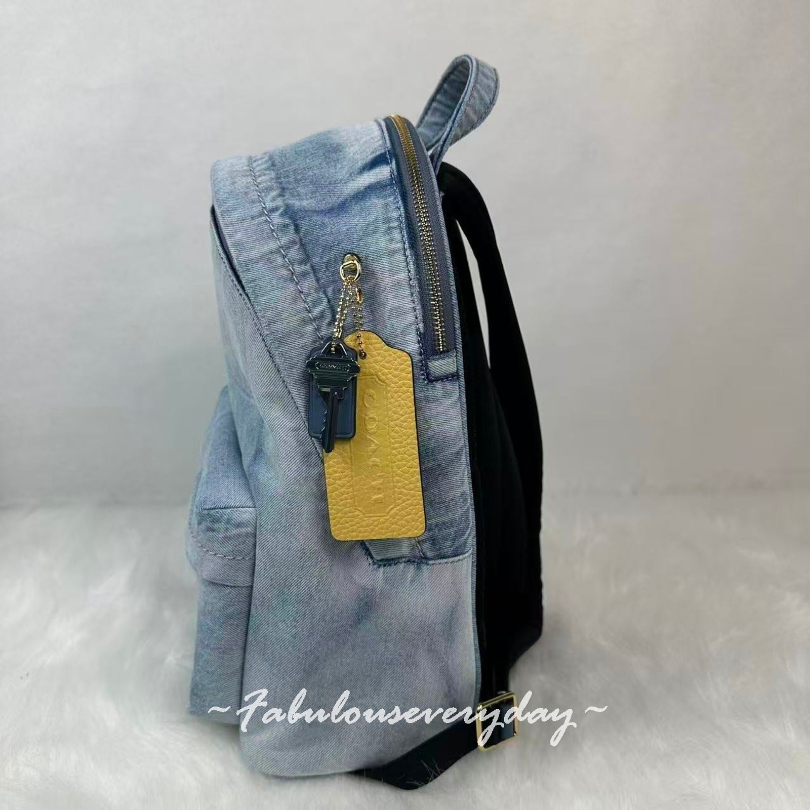 Coach Taylor Small Backpack In Loved Denim Gold/Light Indigo CEF27 NWT