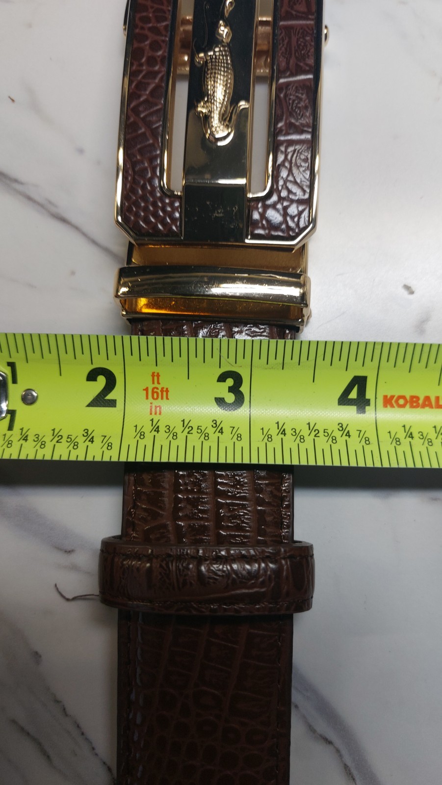 Brown Alligator Crocodile Print Leather SKIN MEN’S Belt 47″ 1 3/8″