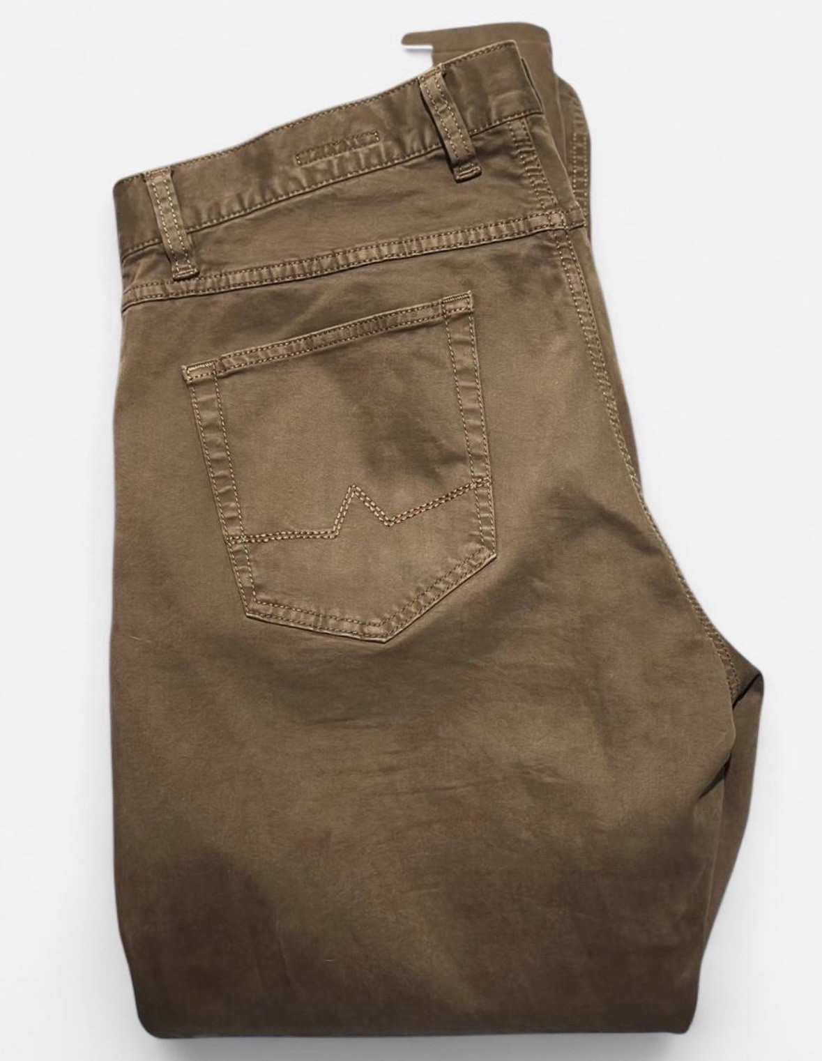 ALBERTO | Luxury Modern Fit Straight Brown Stretch Jeans | Stone Wash 36W/34L