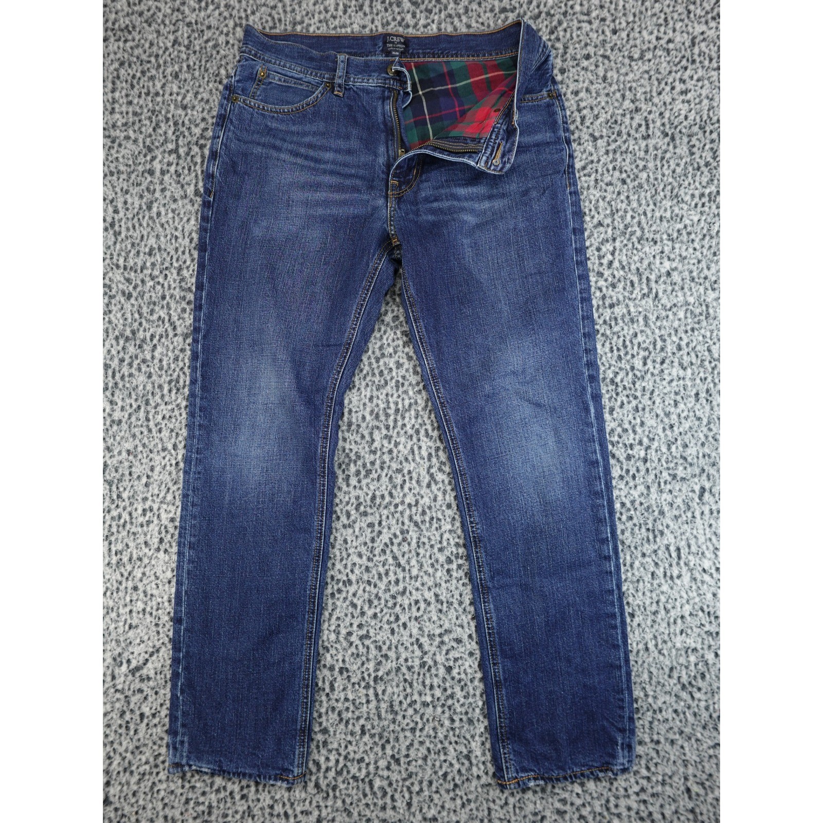J.Crew The Sutton Jeans Mens 31×30 Blue Flannel Lined Plaid Straight Leg