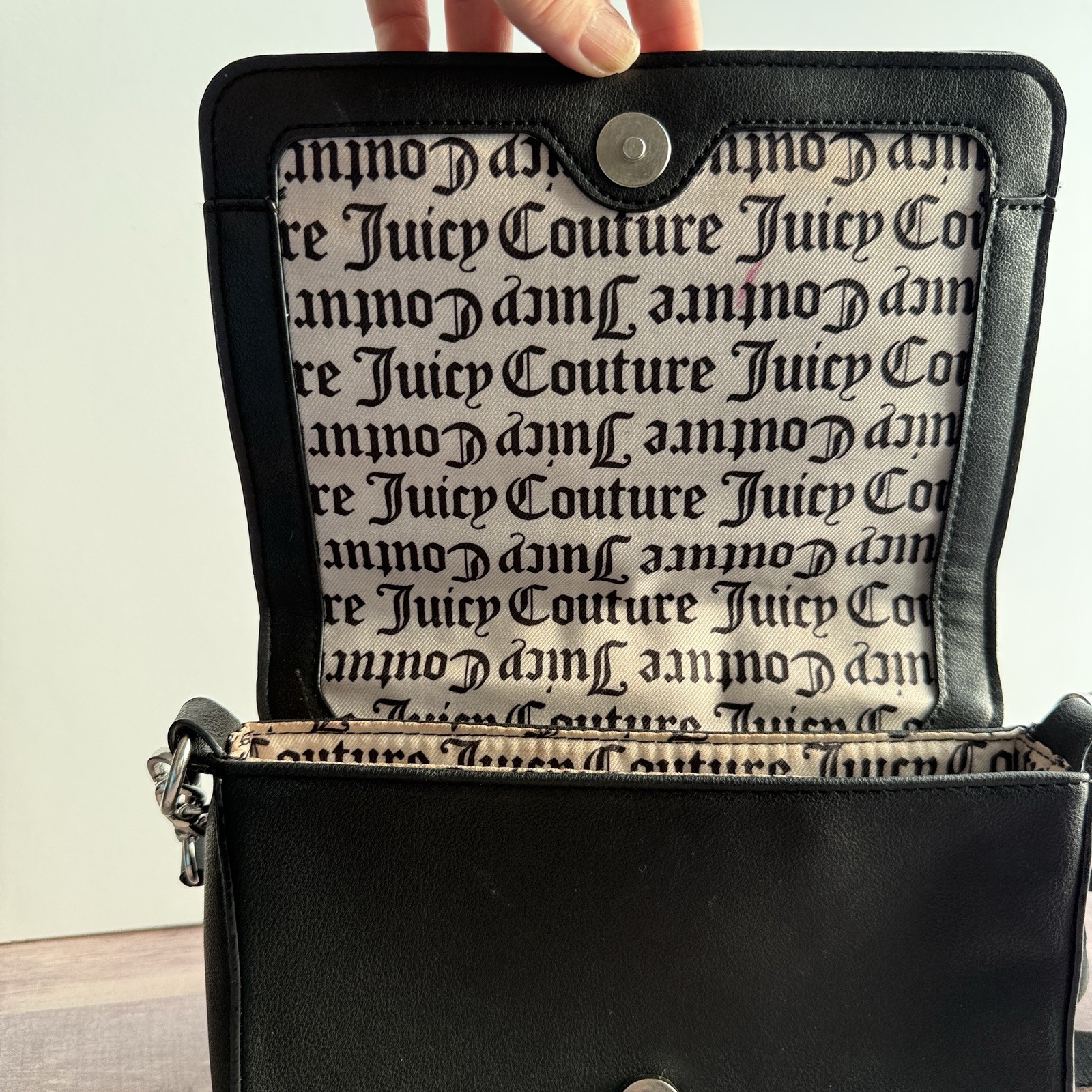 Juicy Couture Black Studded Crossbody Bag Rhinestone Logo Y2K – See Description