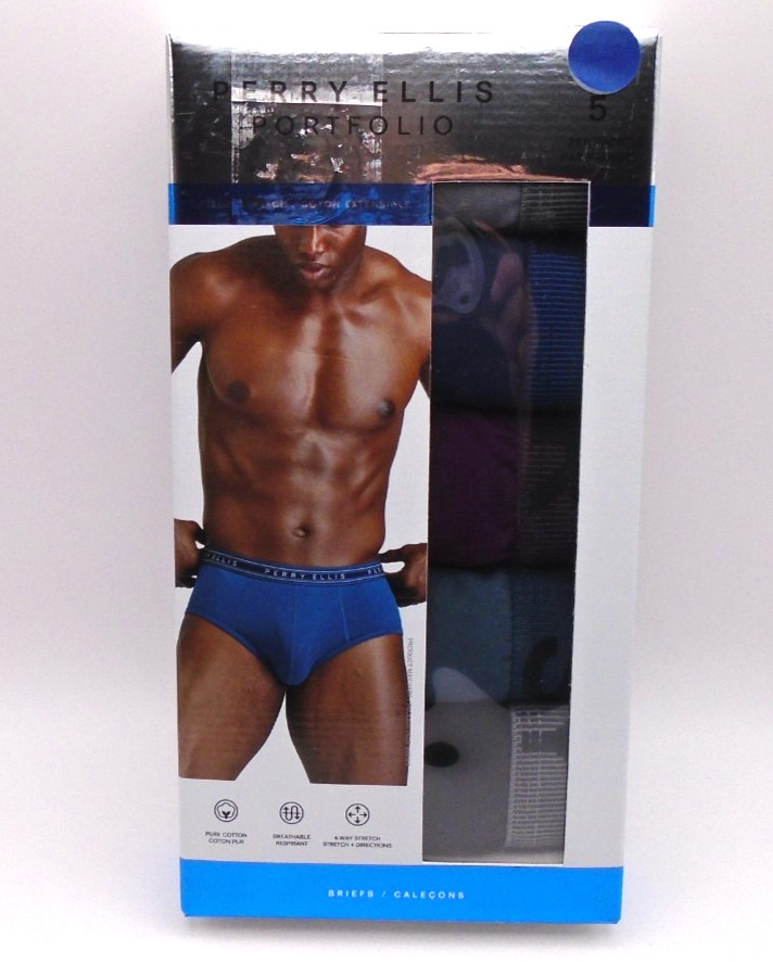 NEW MEN’S “PERRY ELLIS PORTFOLIO COTTON STRETCH BRIEFS 5 PACK UNDERWEAR” Choose!