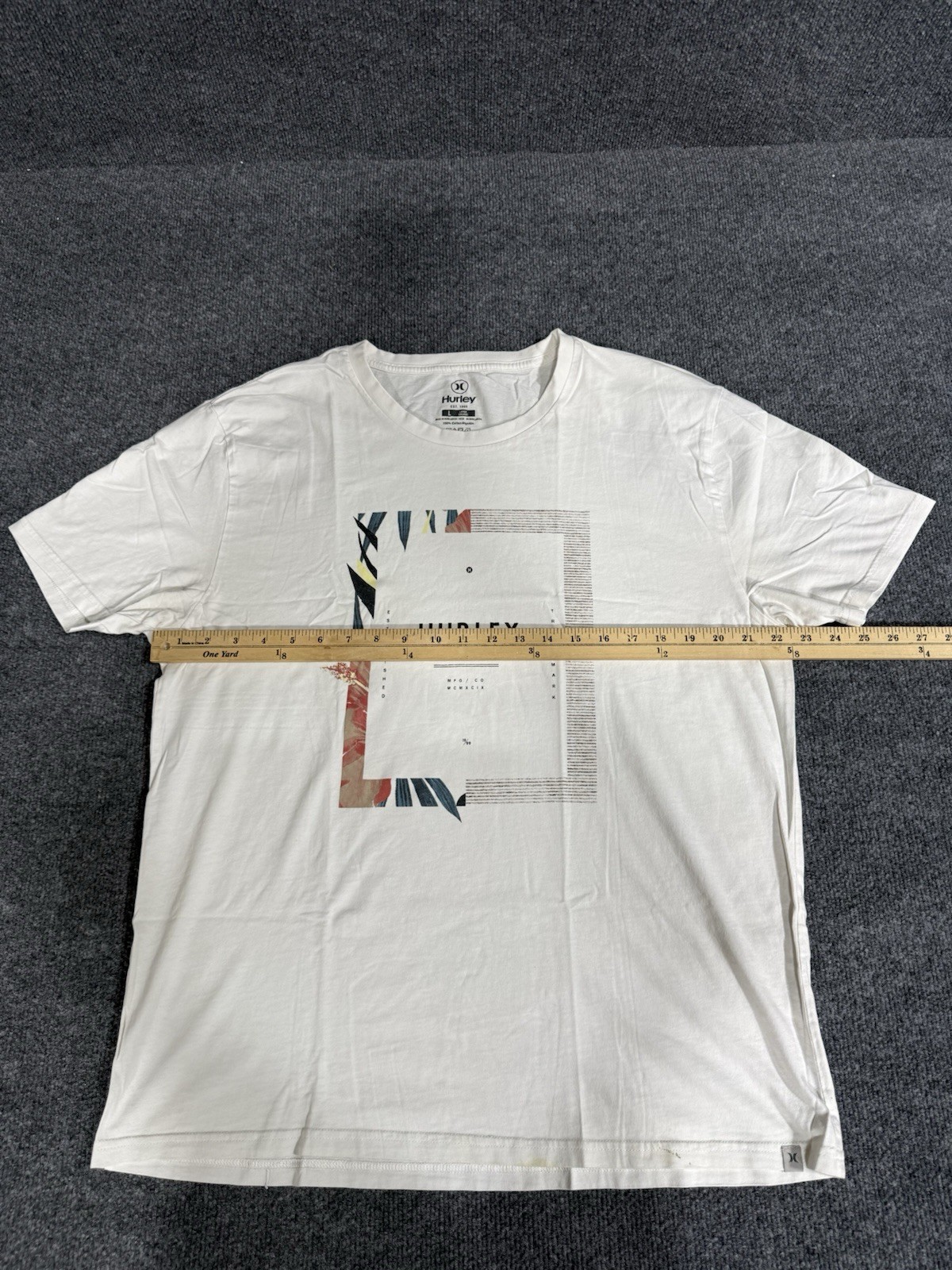 Hurley Graphic T Shirt Mens Large White Surf Skate Short Sleeve Cotton Tee