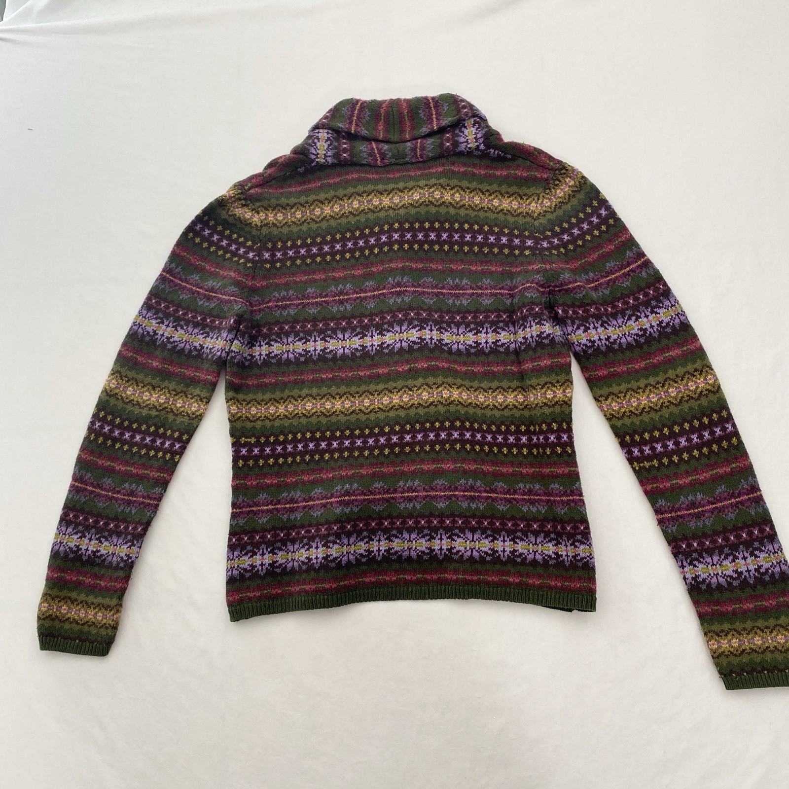 Talbots Cardigan Sweater Womens Medium Vintage Cotton Blend Striped Cabincore