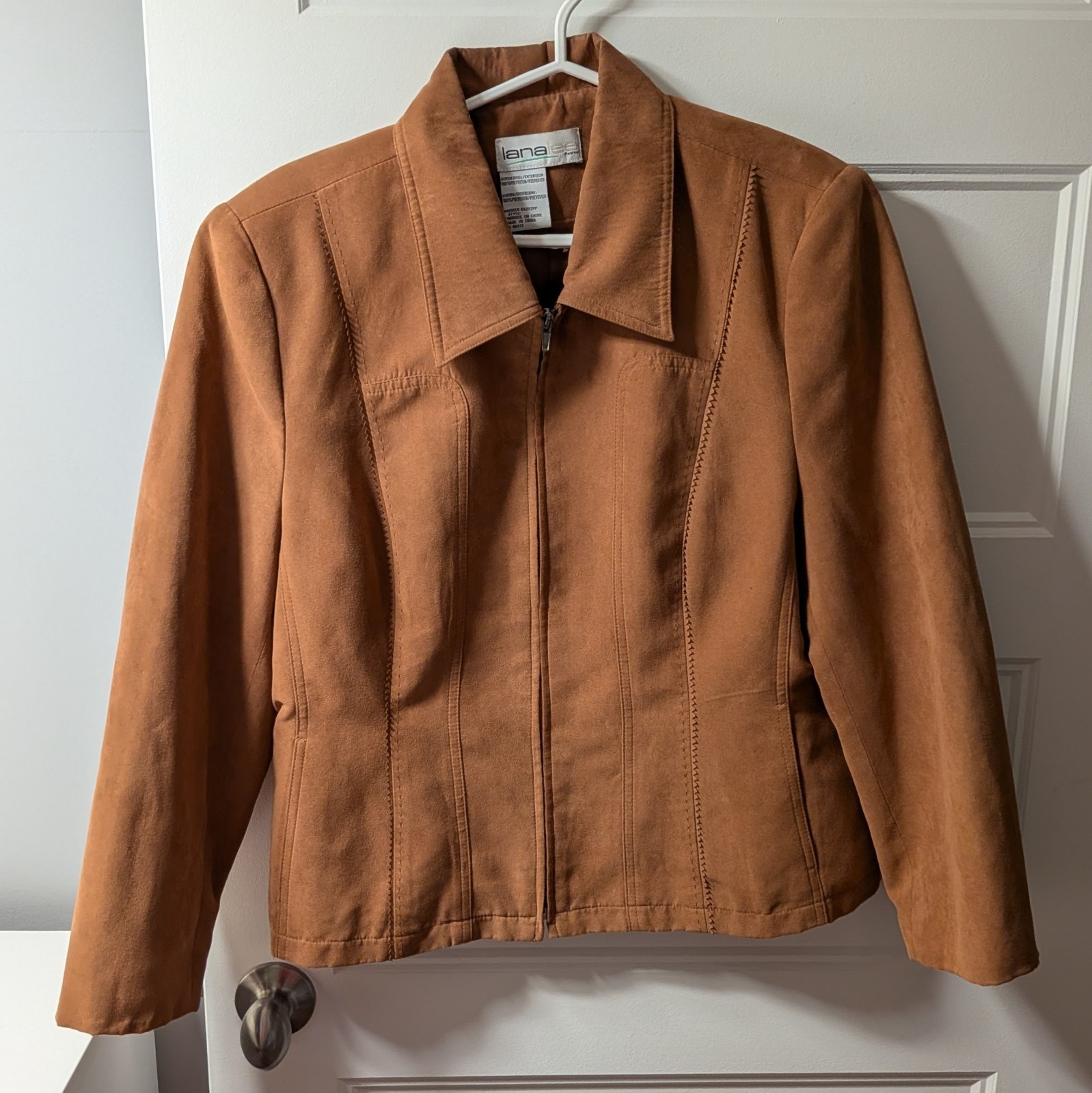 Vintage Lana Lee Zip-Up Faux Suede Jacket-Terracotta-Rust-Great Quality