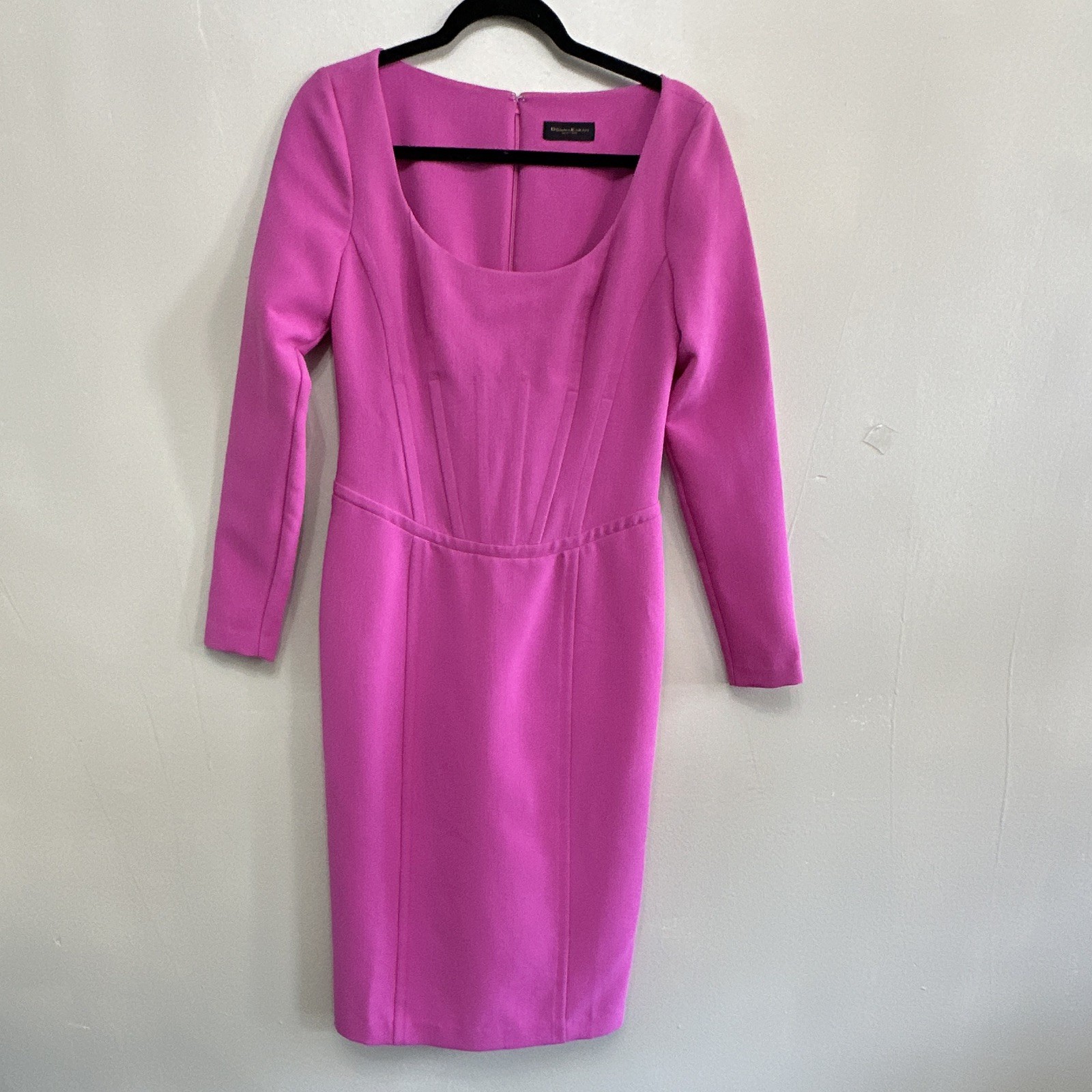 Exclusive Donna Karan New York Dress Size 6 Pink Corset Top Midi Dress