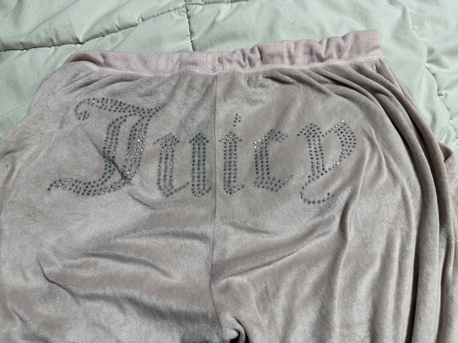 Juicy Couture Pink Lounge Pants Med Rhinestone Barbiecore Y2K Bling Sleepwear