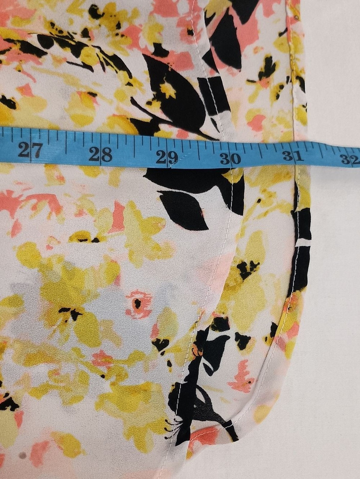 Women’s Plus Size 0X Semi Sheer Abstract Print Blouse Yellow Summer