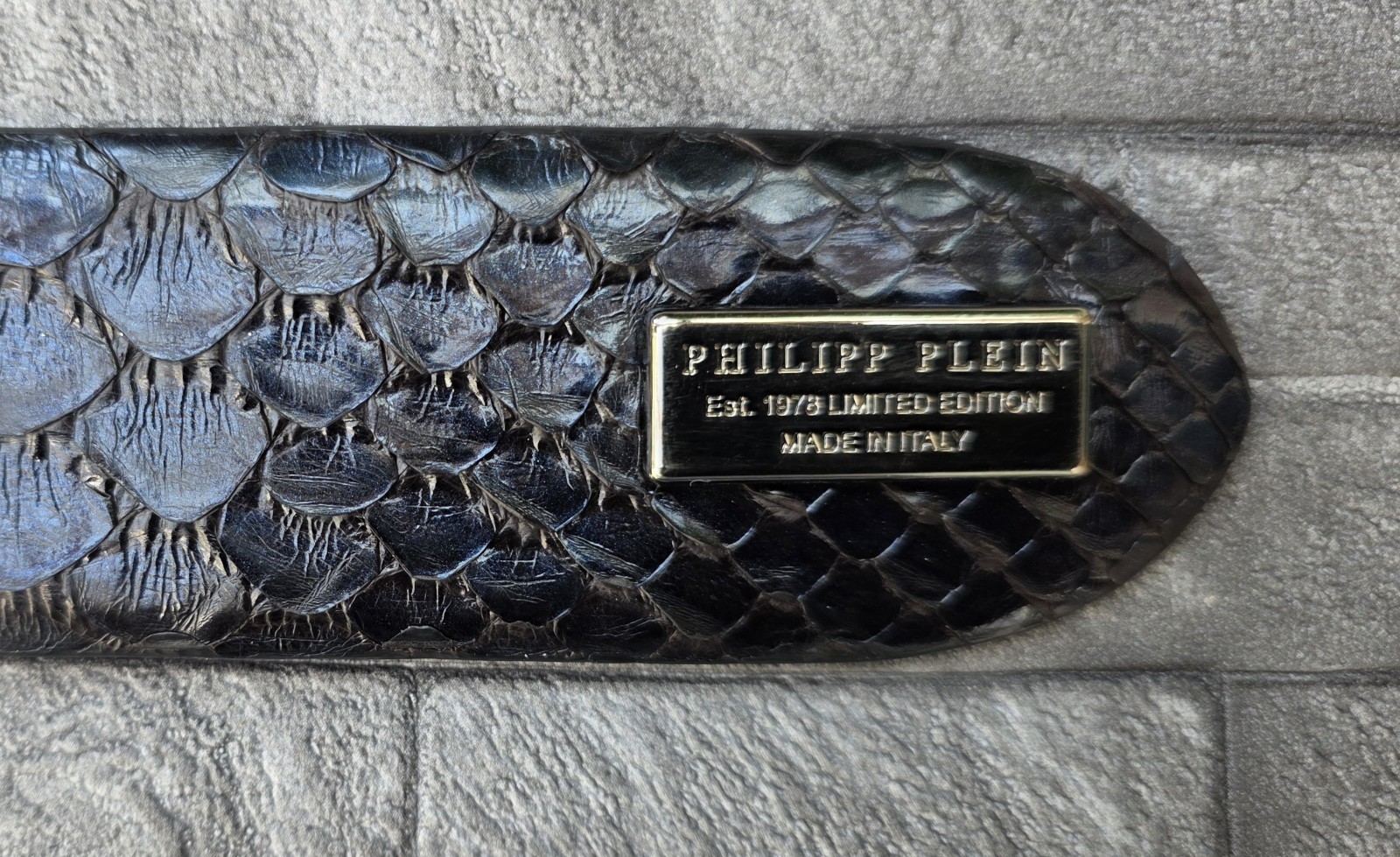 PHILIPP PLEIN PYTHON LEATHER BELT SKULL / 110 / NEW /