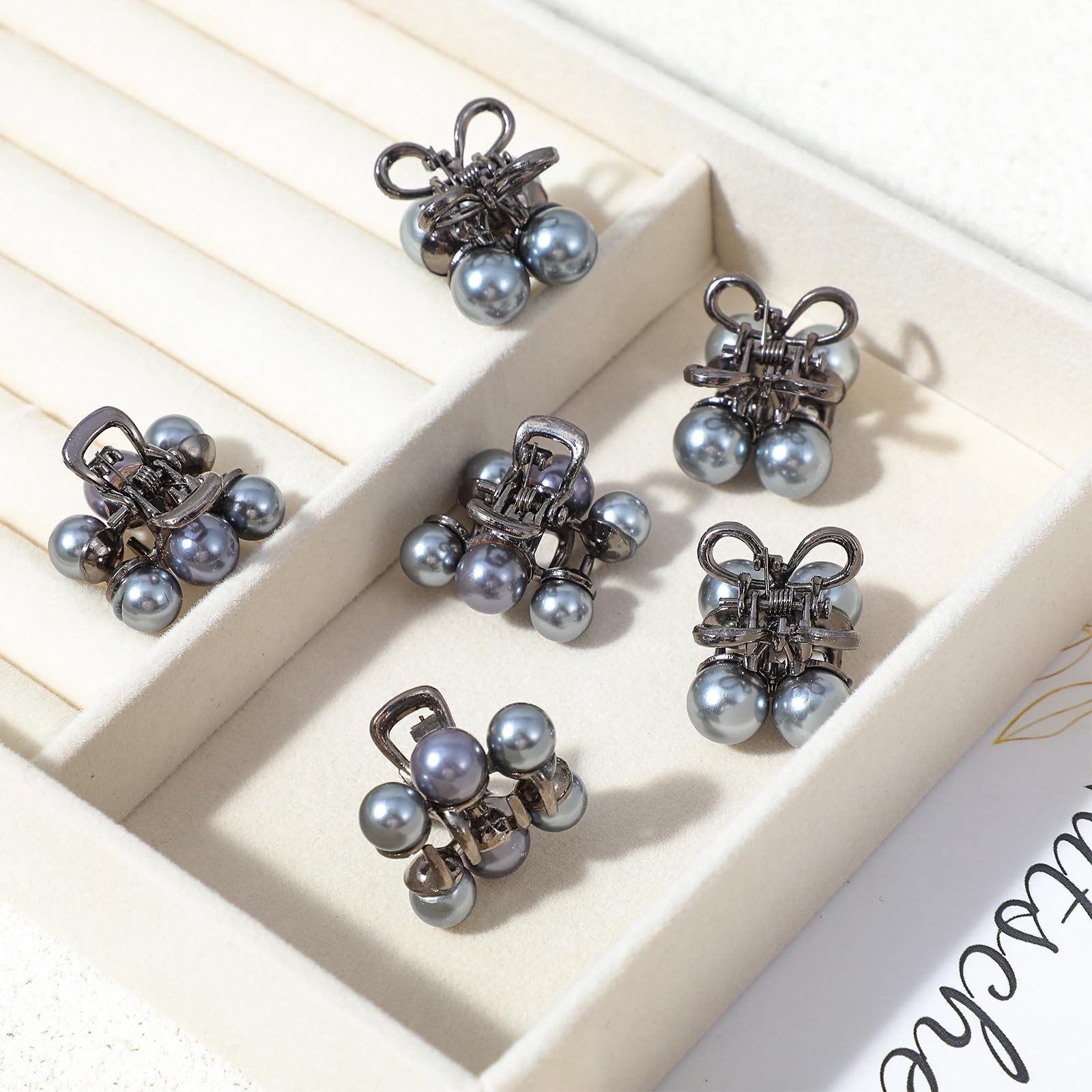 6 Pcs Small Hair Clips For Women, Cute Mini Pearl 1 Count (Pack of 1), Silver