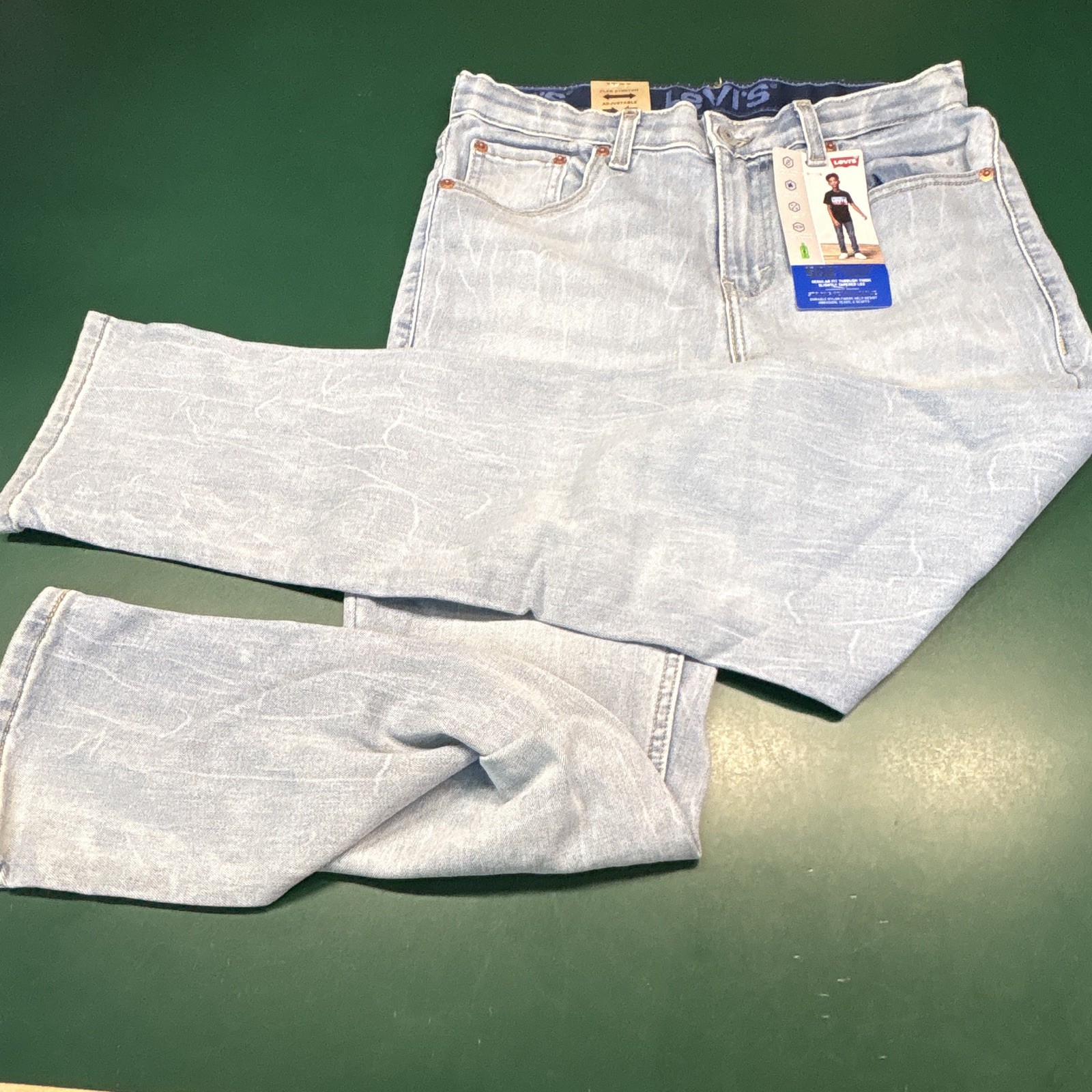 Levi’s Boys 502 Regular Taper Stretch Jeans Light Blue 16 28×30 Adj Waist