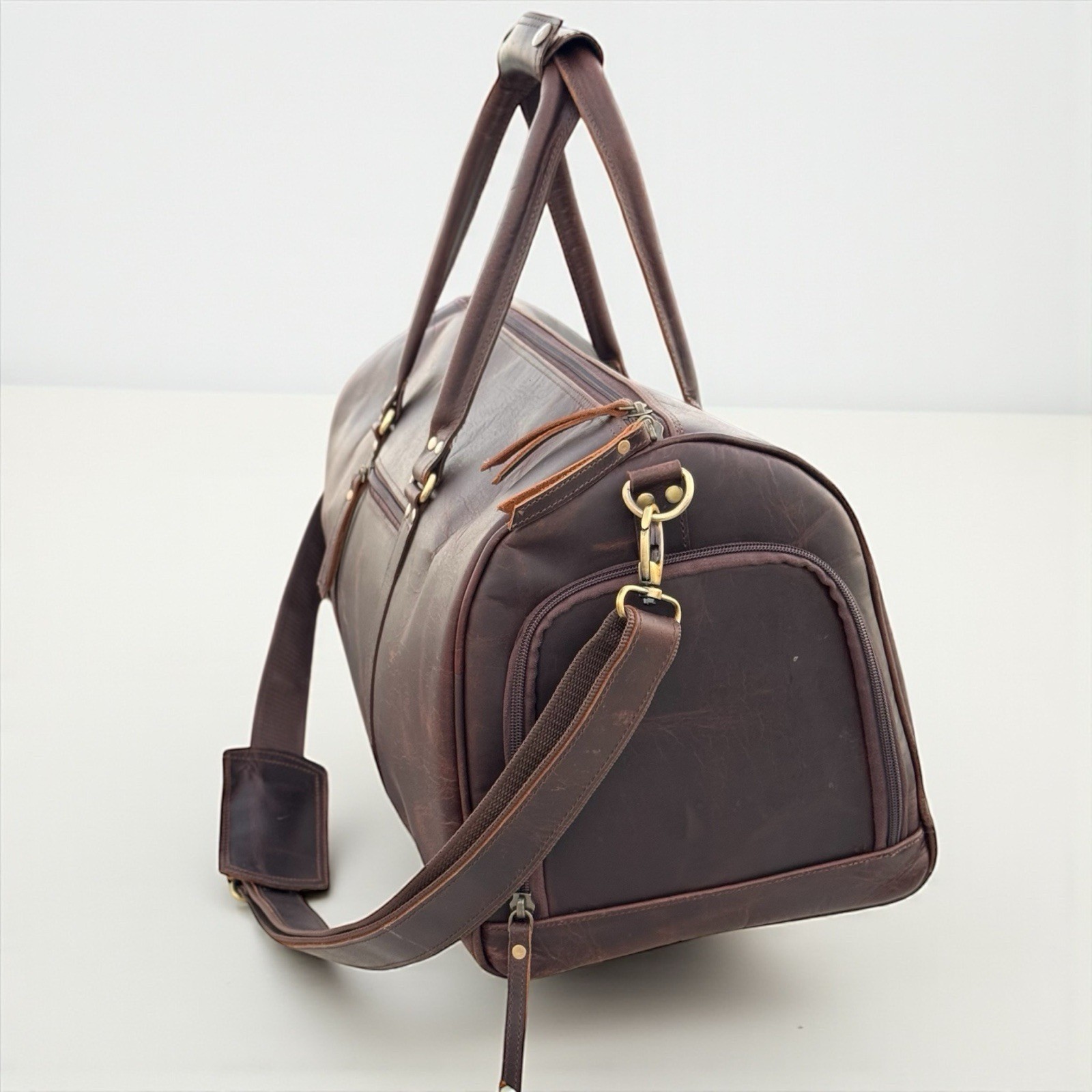 Leather Duffle Bag For Men Gym Bag With Shoe Compartment