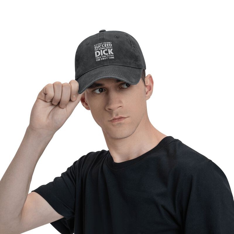 SUCCEED DICK Soft Baseball Cap Unconstructed Graphic Print Adjustable Sun Hat
