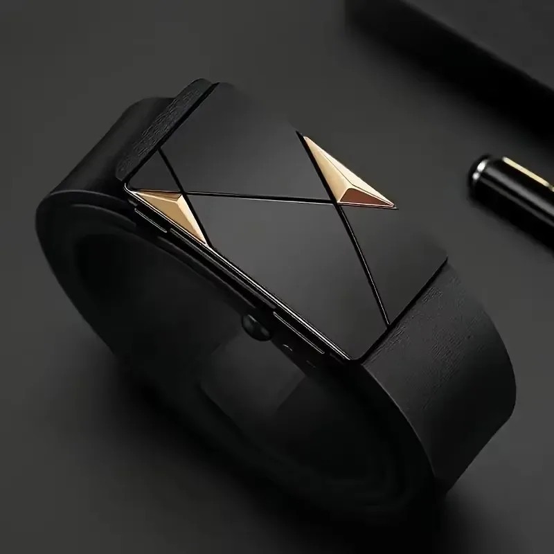 Mens Leather Belt Casual Adjustable Waist Strap Fashion Everyday Use for Men