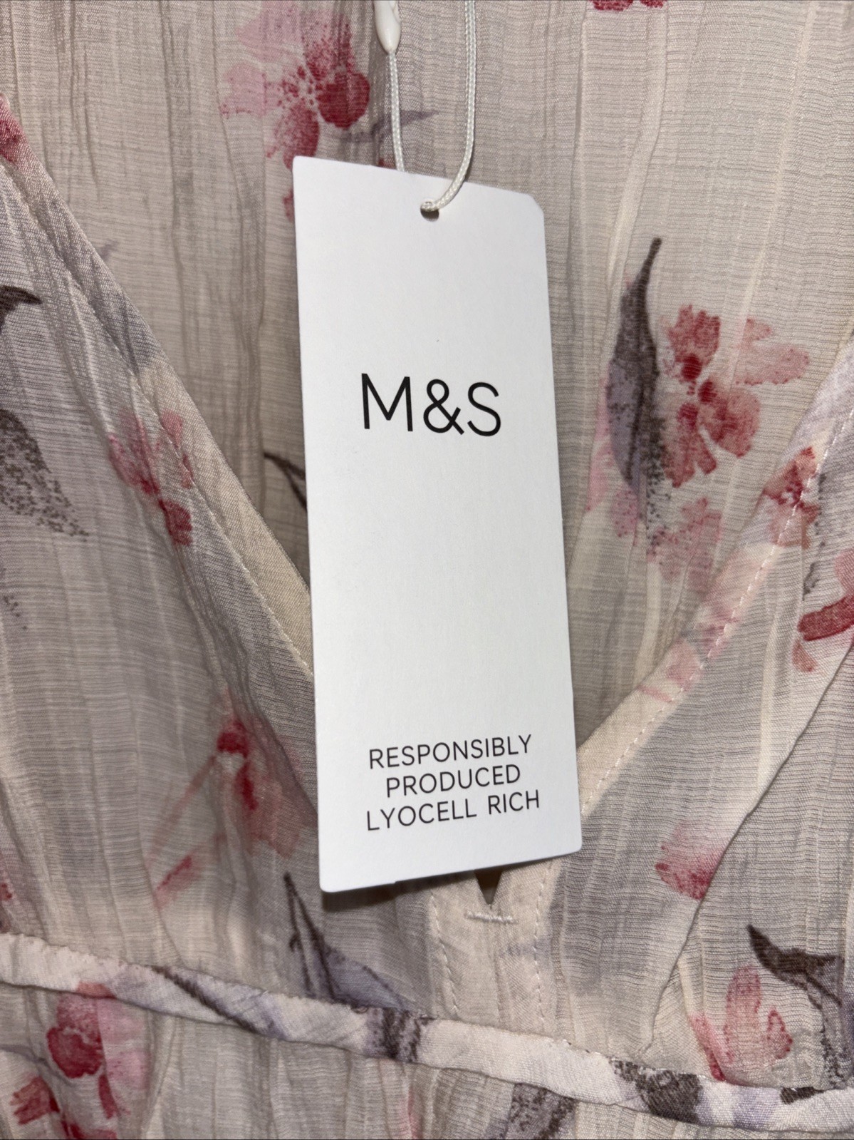 Dress Marks & Spencer Size 16 Petite Floral Knee Length Puff Sleeve Lined Bnwt