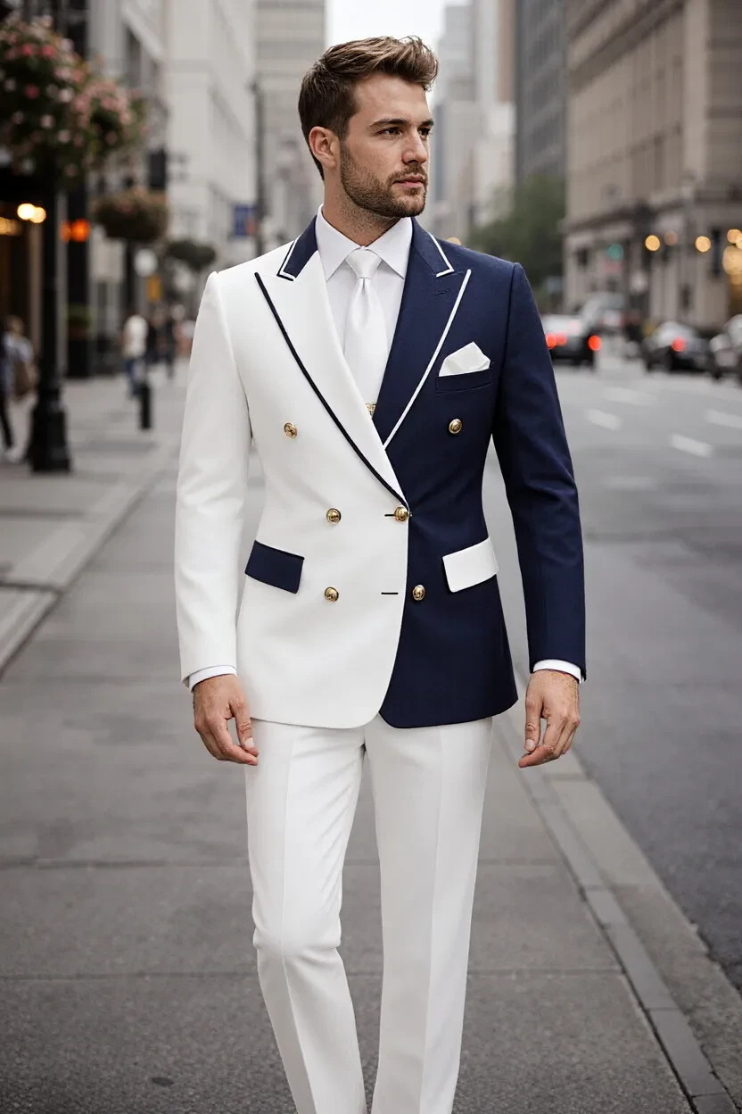 2 Pcs Men’s Suits Slim Fit Formal Business Tuxedos Wedding Groom Blazers Jackets