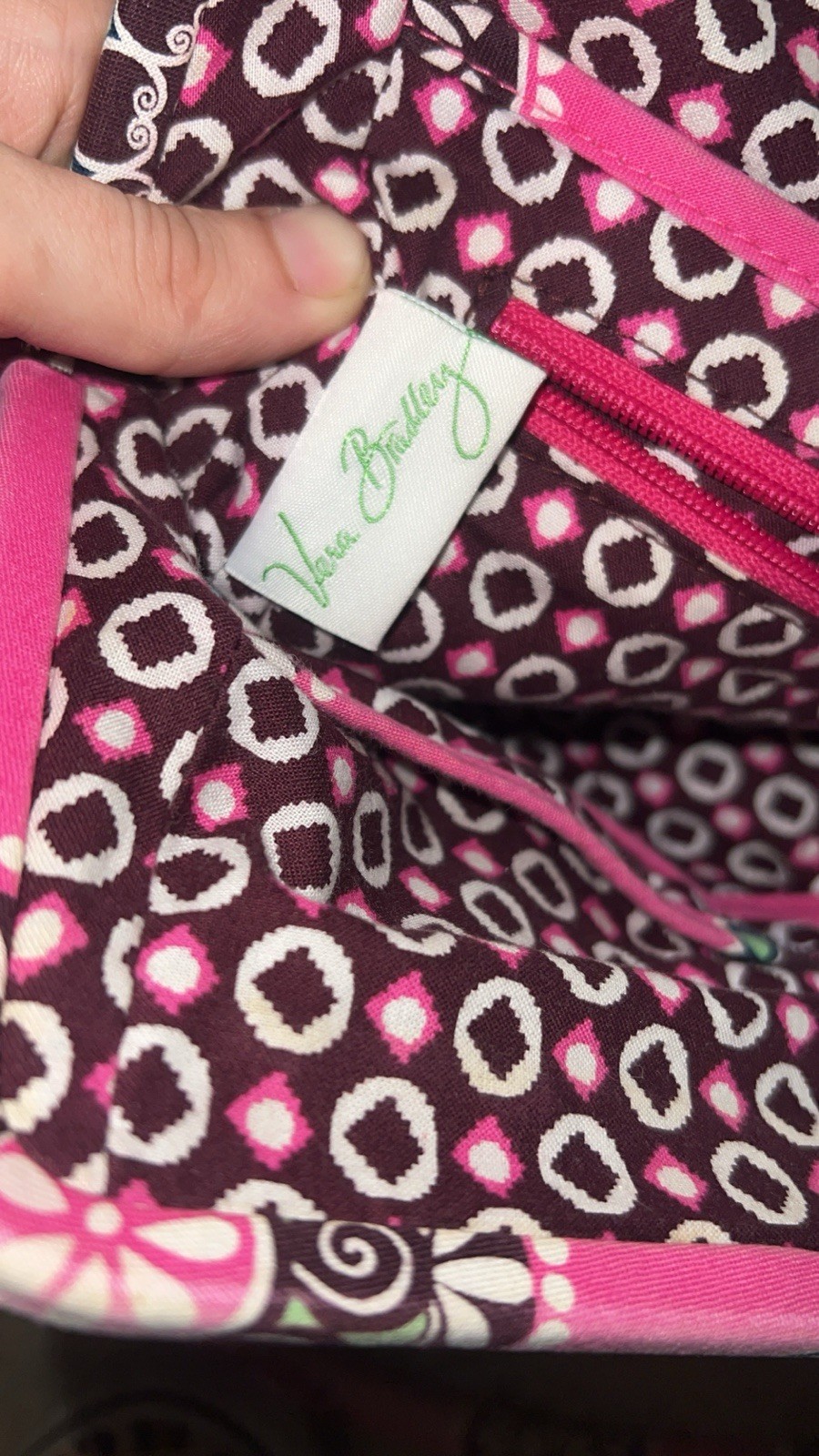 Vera Bradley Pink Multicolor Floral Quilted Shoulder Bag Kiss Lock Zip Pockets