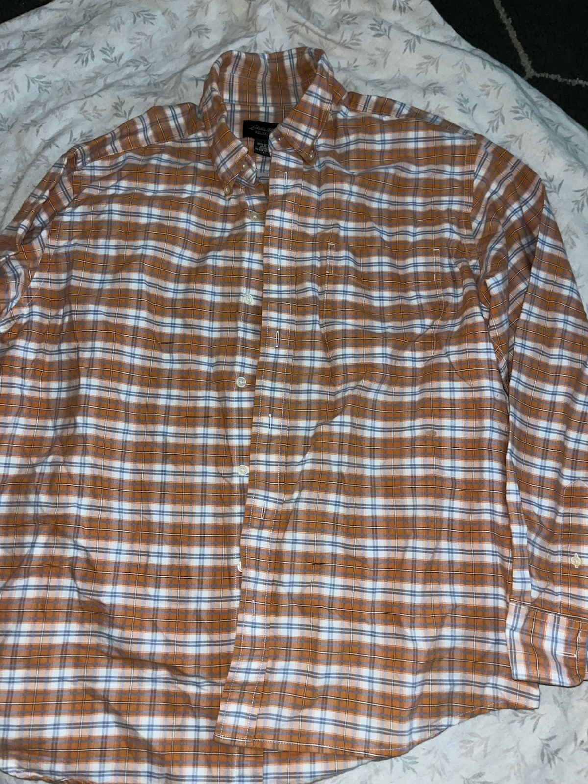 Eddie Bauer Classic Fit Button-Down Casual Plaid Shirt 100% Cotton Men’s Size l