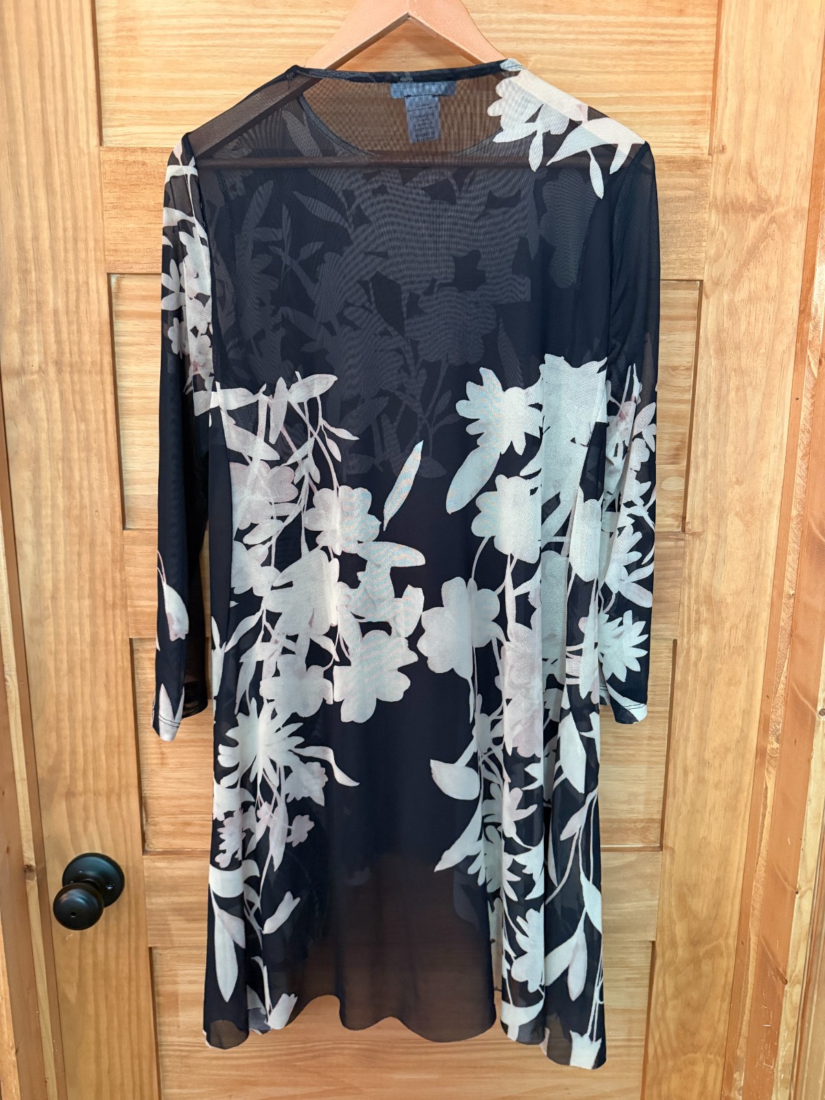 Alembika Lilia Semi Sheer Mesh Floral Relaxed Fit Tunic Top size 5/US 14-16