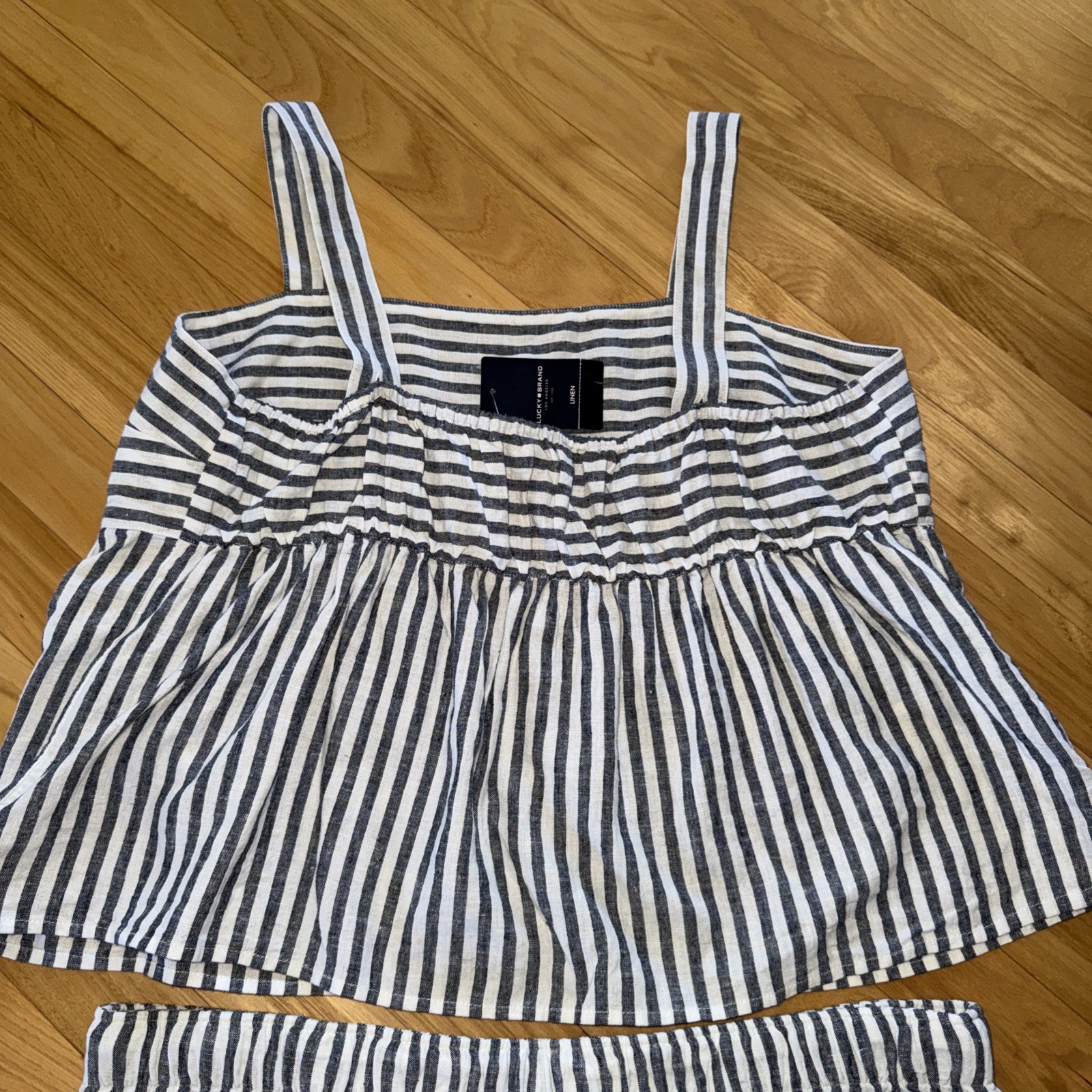 Lucky Brand Linen Blend 2-pc Drawstring Shorts & Adjustable Strap Top Size L NWT