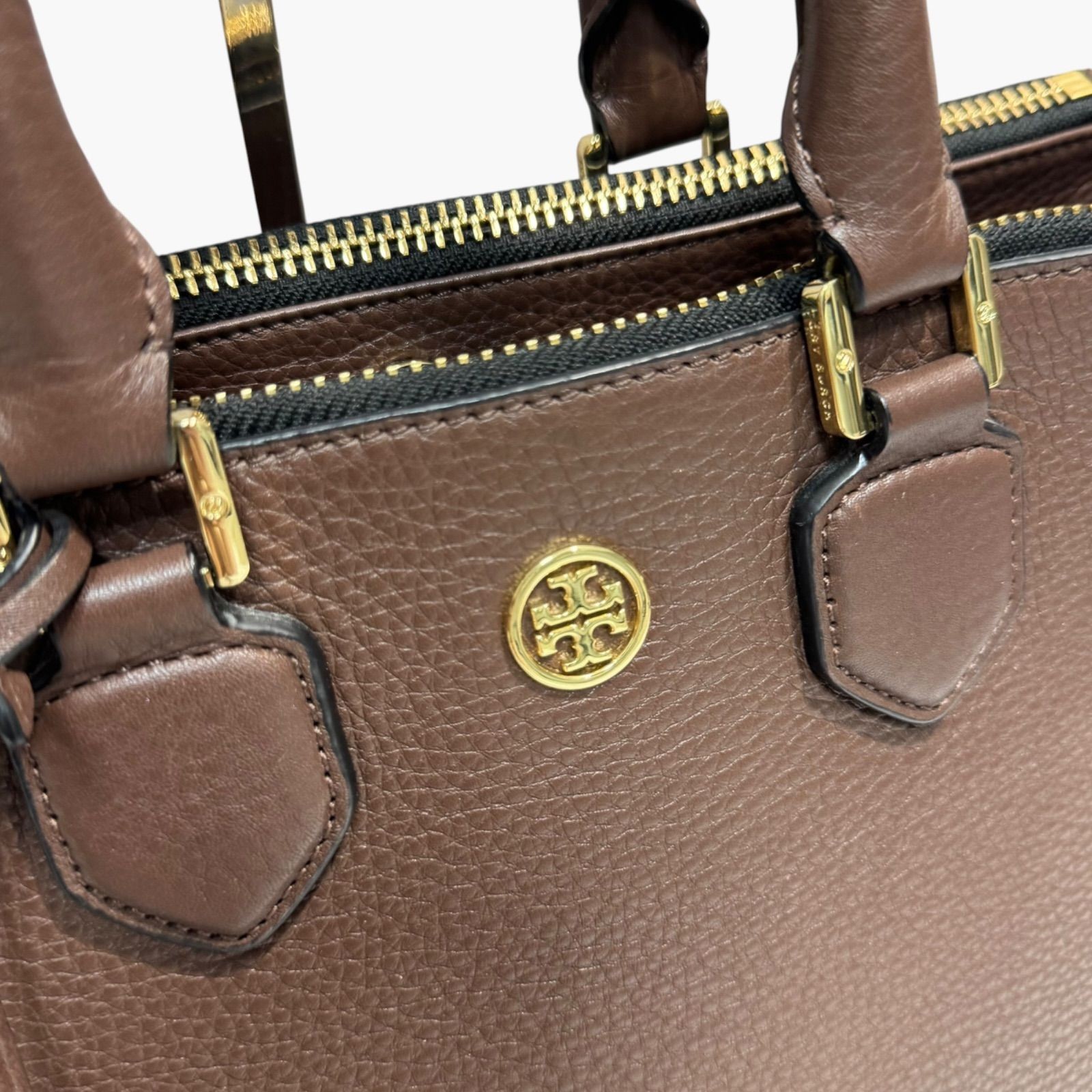 TORY BURCH Tory Burch Robinson 2WAY leather tote bag shoulder bag dark brown A4