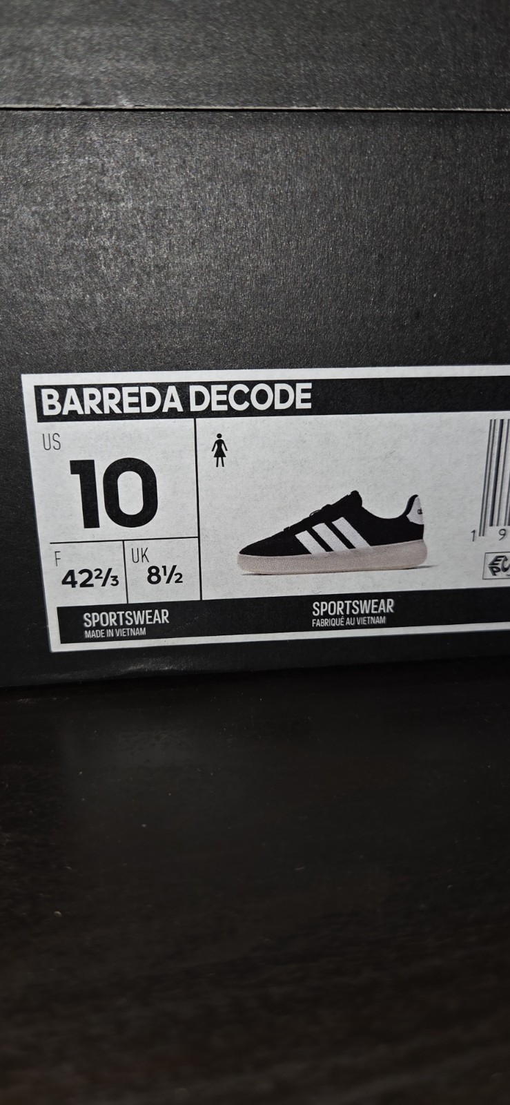 adidas Barreda Decode Men’s Core Black/Cloud White Low Top Lace-Up Nylon JR3102