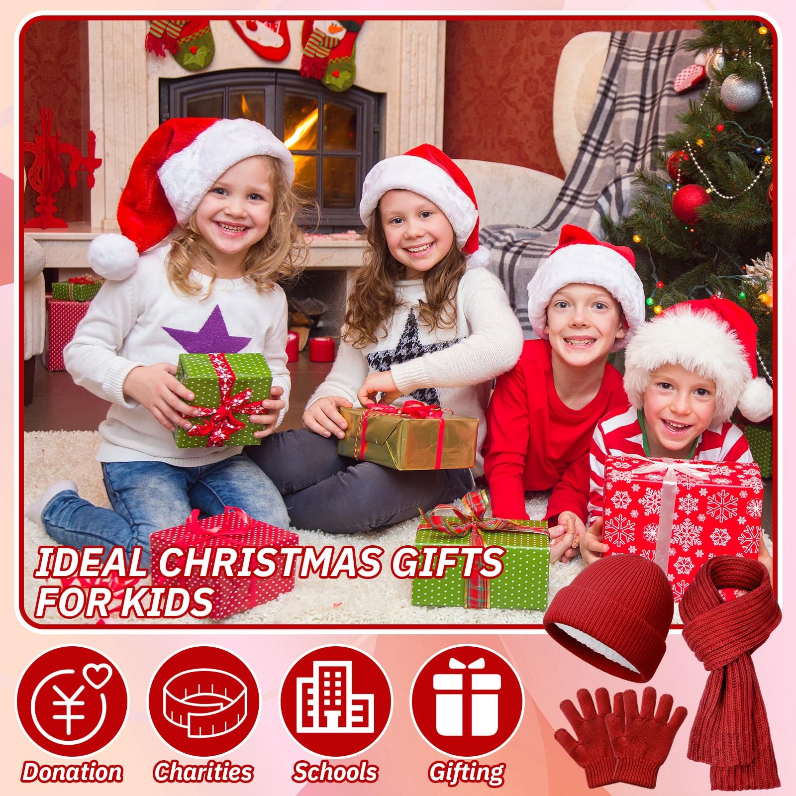 Geyoga 12 Pcs Kids Knitted Winter 6.7 x 8.3 inches/ 17 x 21 cm(LxH), Trend