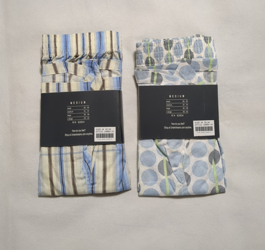 Lot of 2 Under Dreams Boxer Size Medium 100% Combed Cotton Comfort