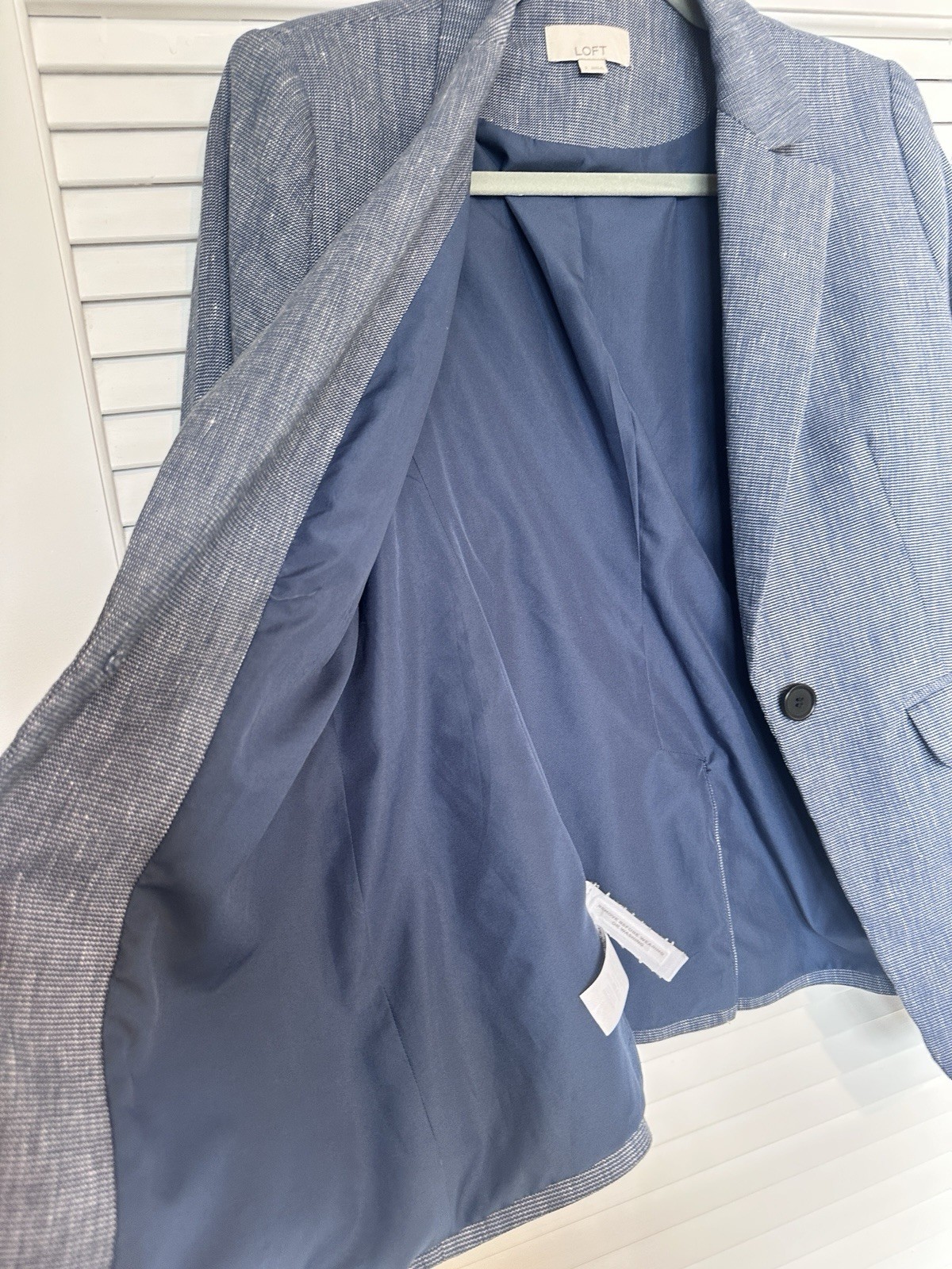 LOFT Linen Blend Classic Tailored Single Button Blazer Jacket 2