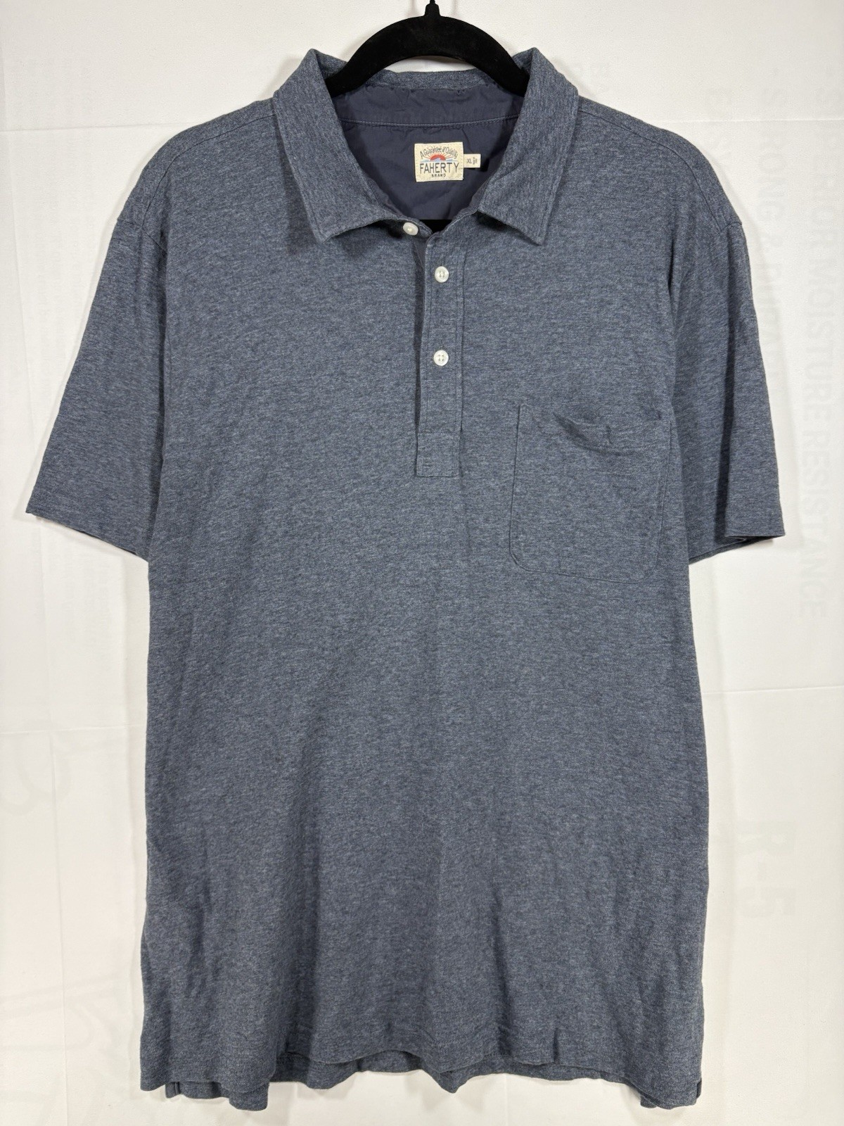 Faherty Brand Men’s Blue Heather Polo Shirt XL Made in Peru 100% Cotton
