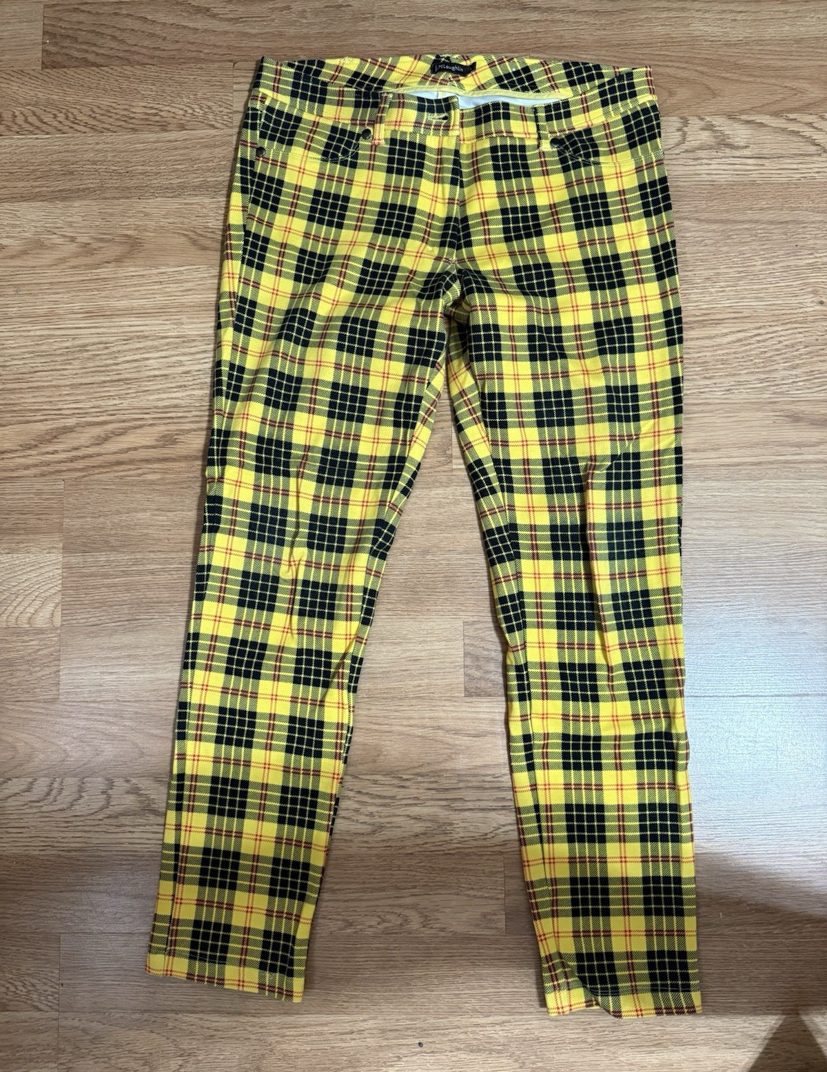 J.McLaughlin Men’s Yellow Black Plaid Casual Pants Regular Size 4 New