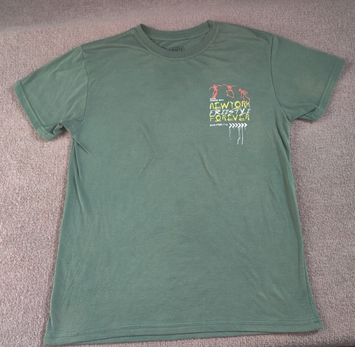 Fresh Laundry Men T Shirt M New York Skeleton Freestyle Skate Forever Good Vibes