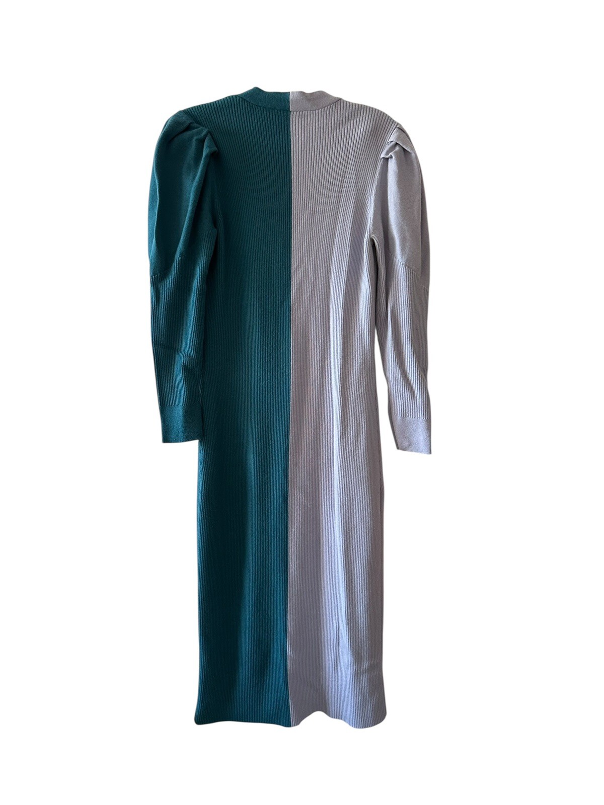 Busayo Collective Womens M Colorblock Wool Sweater Dress Midi Puff Sleeves