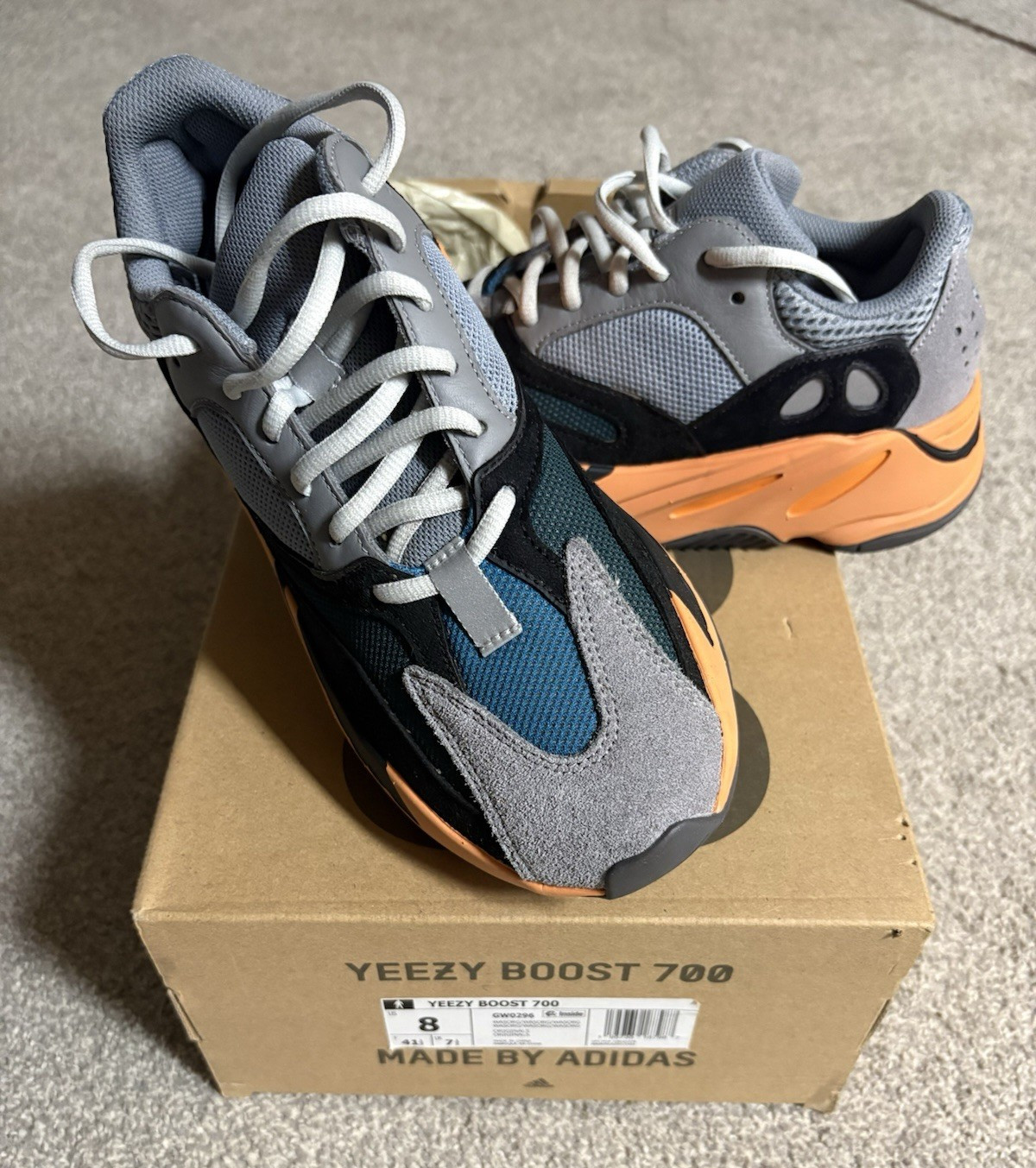 adidas Yeezy Boost 700 Wash Orange Low Top Lace-Up Colorblock GW0296