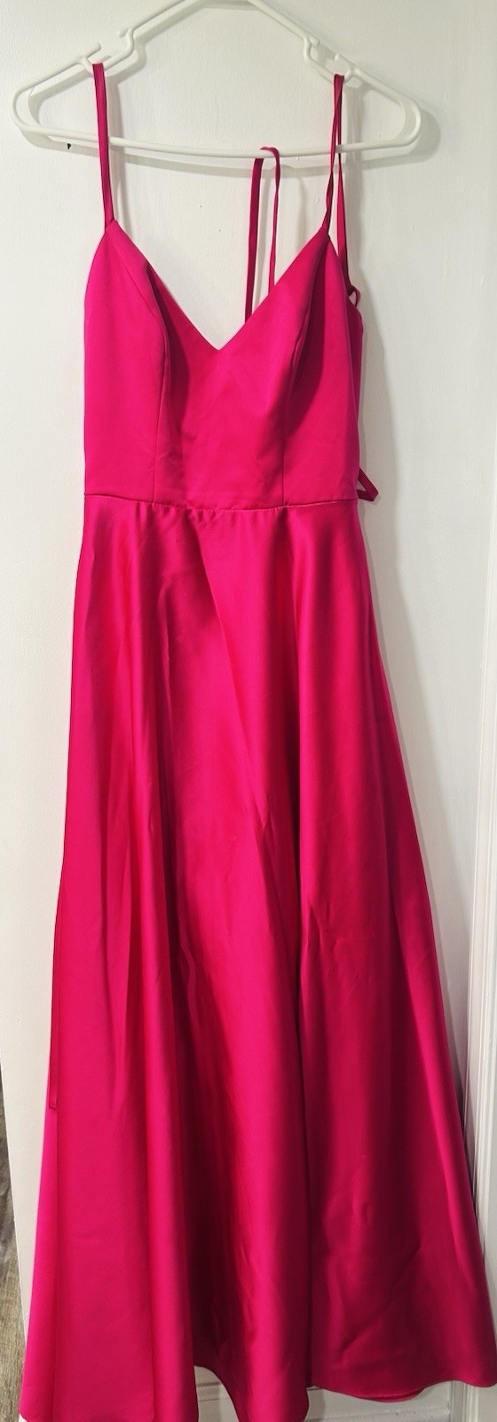 Jules & Cleo Pink Solid V-Neck Spaghetti Strap Long Maxi Dress Women’s 8