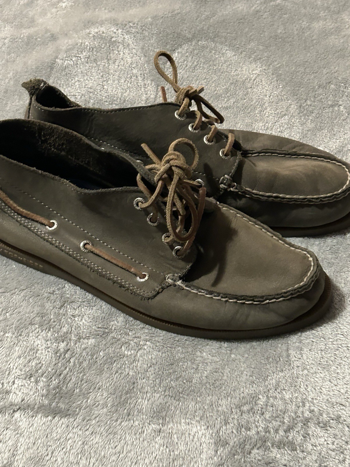 Sperry Top-Sider 4 Eye Lace Up Mid Ankle Leather Upper Grey Men’s Shoes 10 1/2