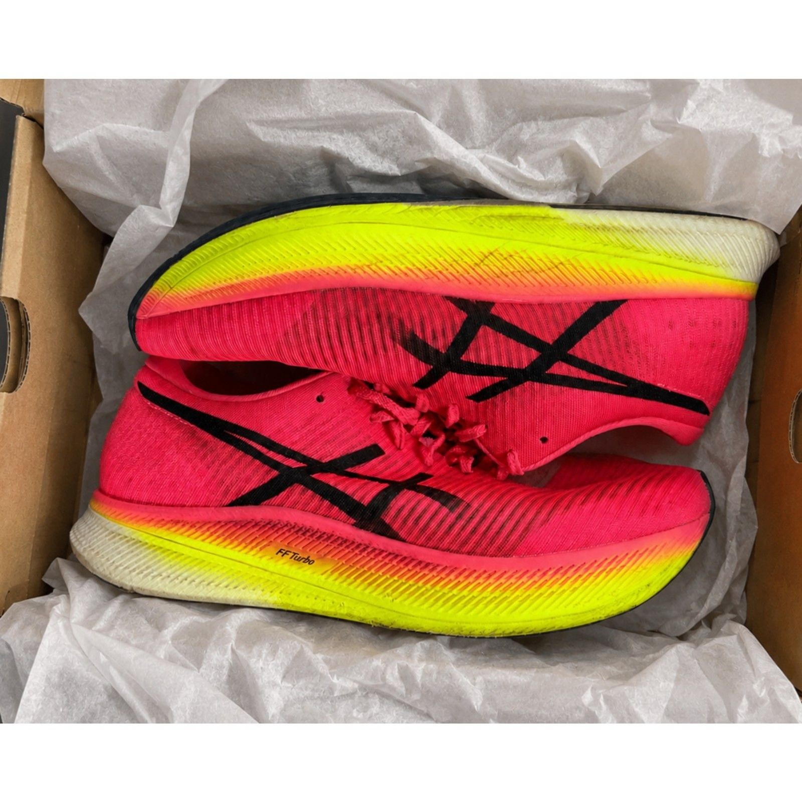 ASICS Metaspeed Sky Running Shoes Men’s 10.5 Pink Yellow Carbon Plate Road