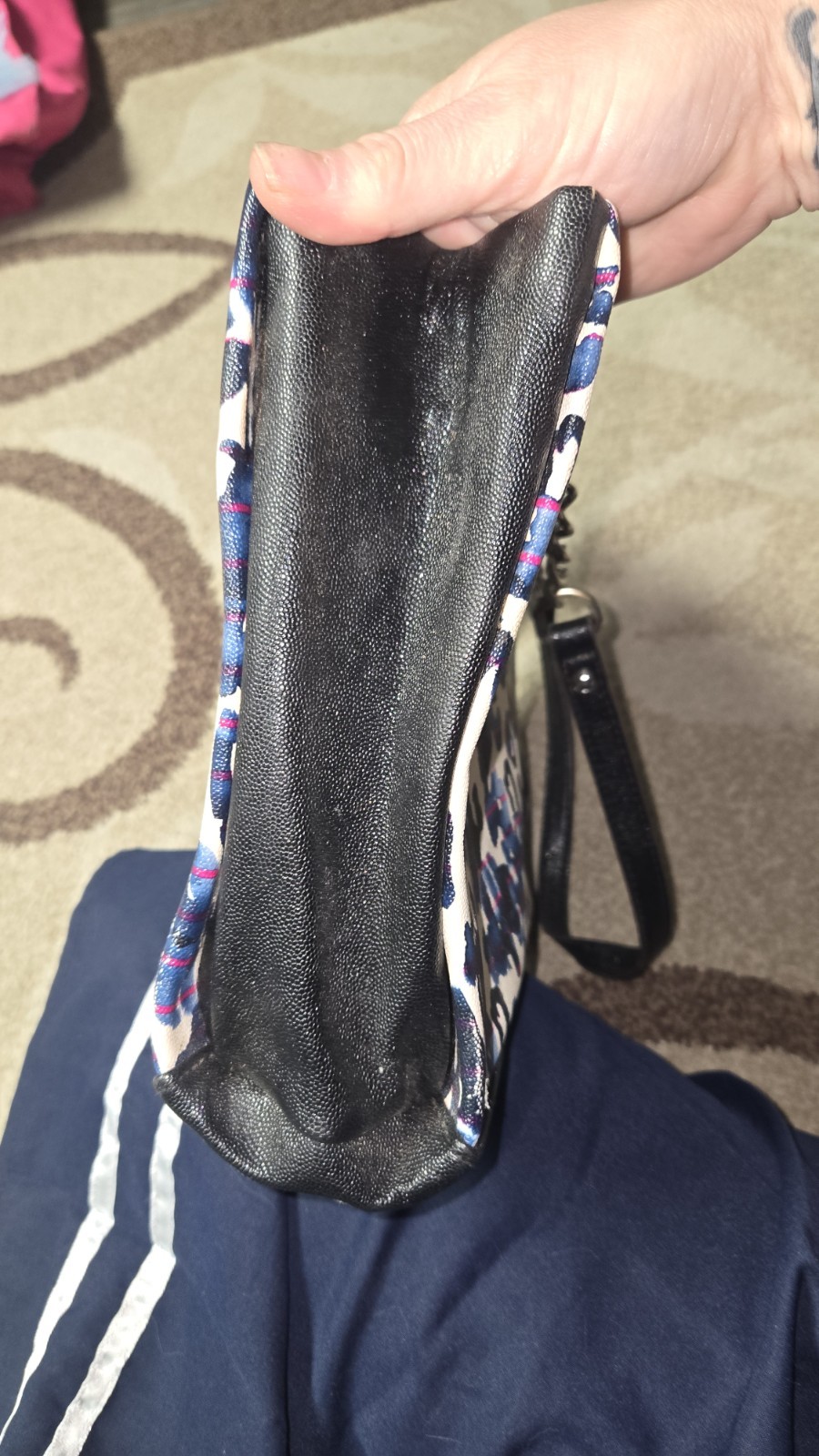 Anne Klein Blue/Black/White Leopard Print Shoulder Bag