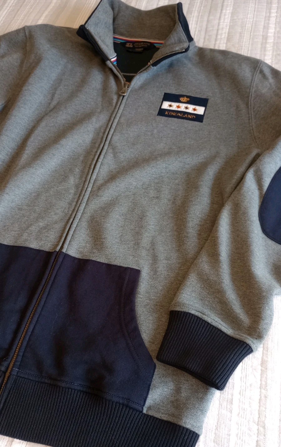 KINGSLAND EQUESTRIAN Rare Sample GET REAL SHIELD Jacket Sz Medium Gray EXCELLENT
