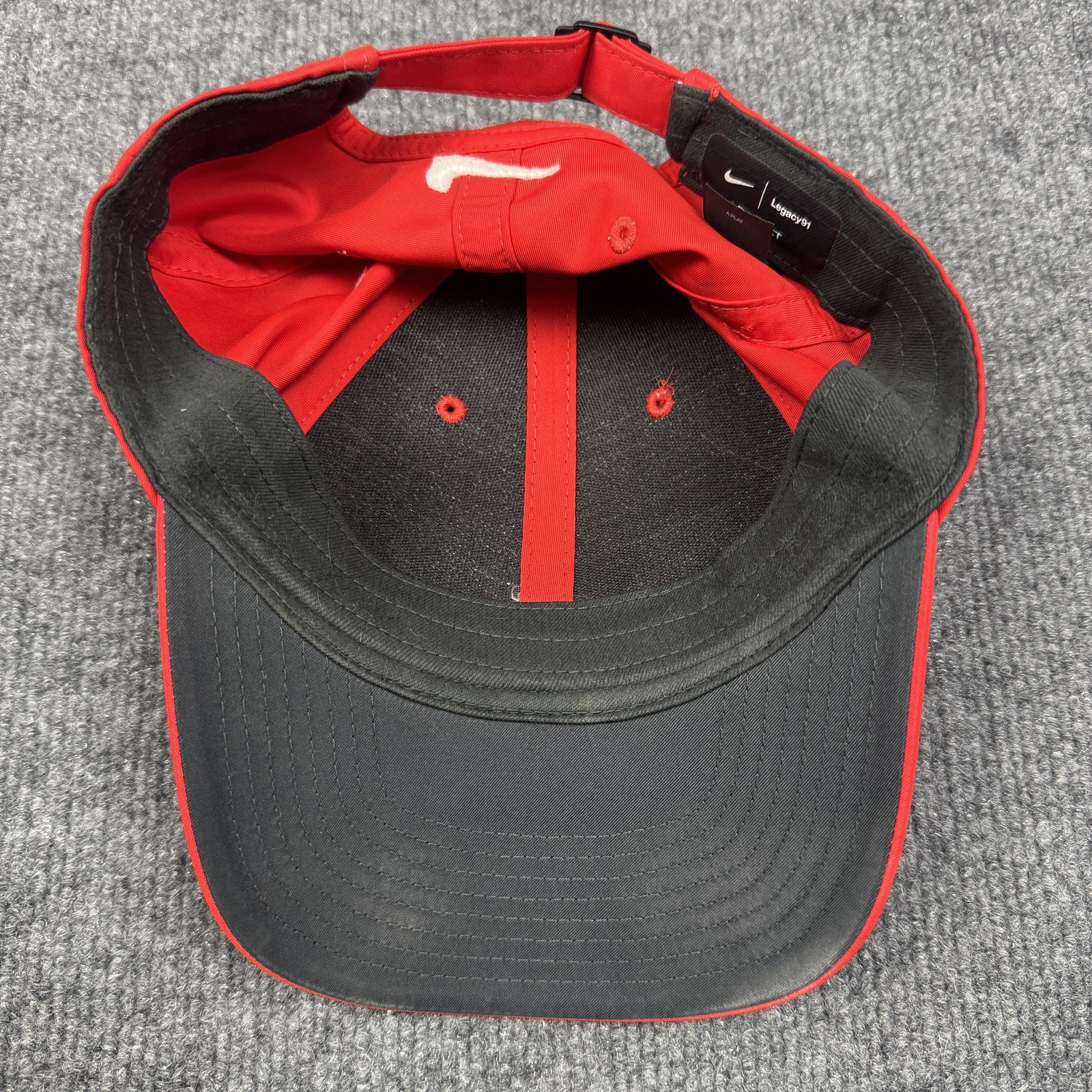 Nike Hat Cap Strap Back One Size Mens Red Legacy91 Dri-FIT Running Sports