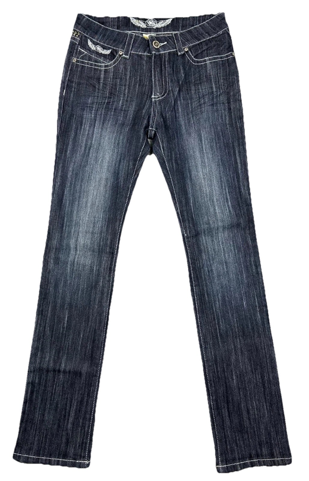 Angevil Jeans Womens Straight Leg Sz 6 Rhinestone Studded 5-Pocket Design Photos