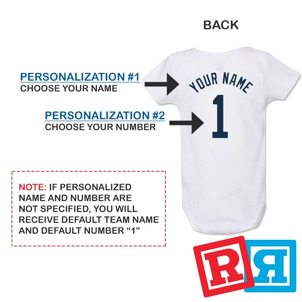 Personalized New York Yankees Gerber Baby Onesie® Cotton White Custom Bodysuit