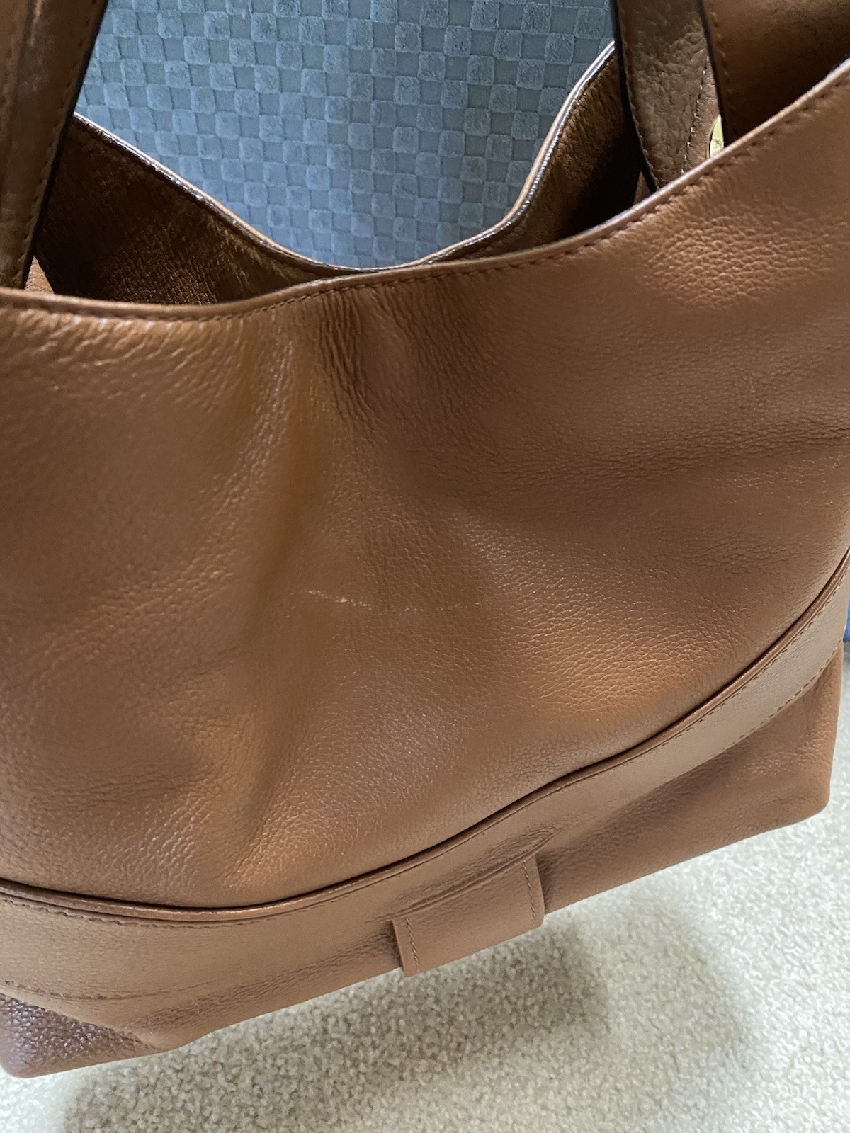 Michael Kors Brown Pebbled Hobo Shoulder Bag Gold Hardware Zip, Pockets