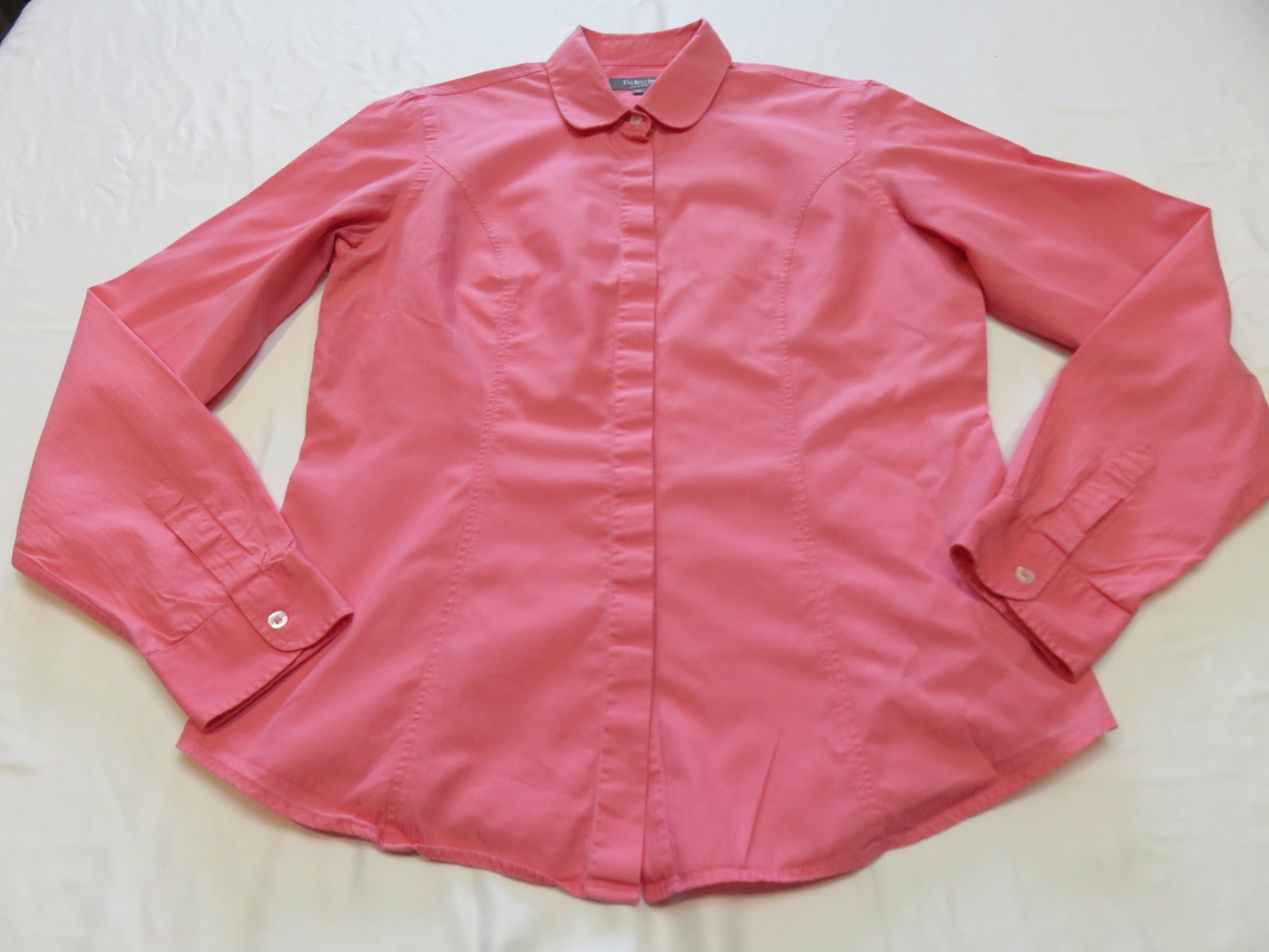 TM LEWIN WOMAN SALMON PINK BEAUTIFUL TAILORED LONG SLEEVE COTTON SHIRT UK 10 -12