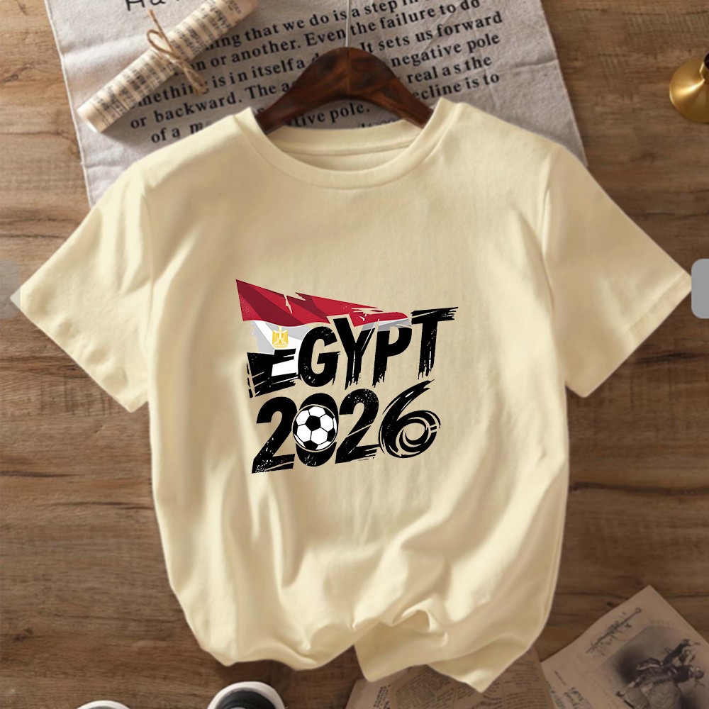 Egypt 2026 Soccer Flag Print T-Shirt Women’s Stylish Sports Enthusiast Shirt