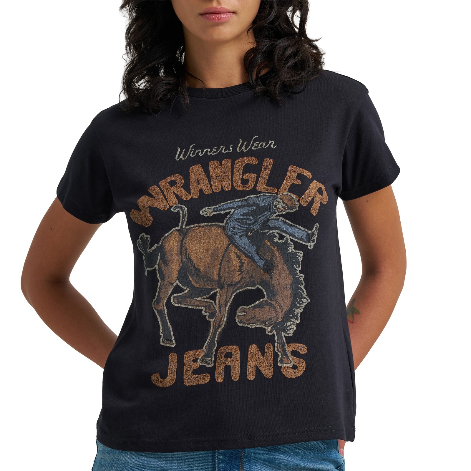 Wrangler Ladies Retro Graphic Black T-Shirt 112379665
