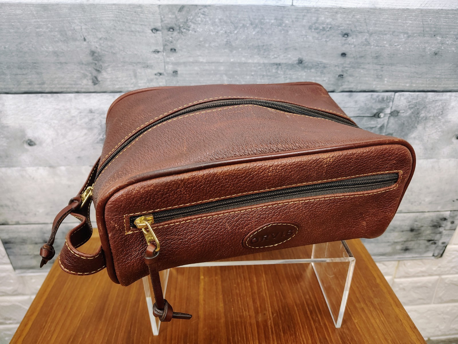 Orvis Bullhide Leather Dopp Kit Travel Toiletry Case